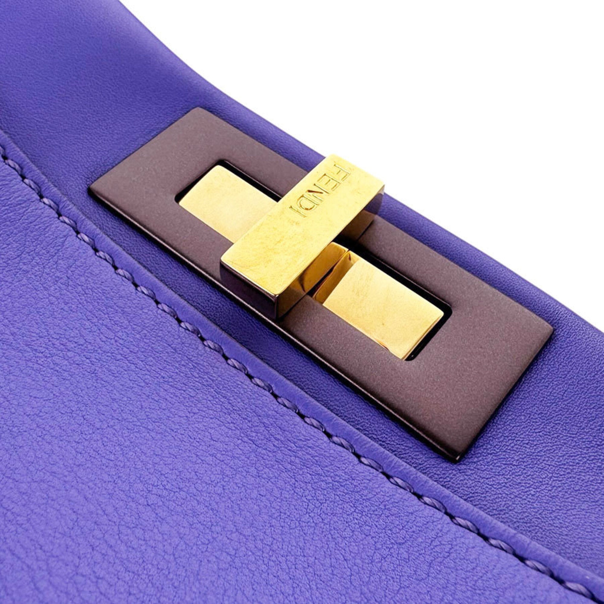 Fendi Purple Leather Handbag Shoulder Bag (Pre-Owned)