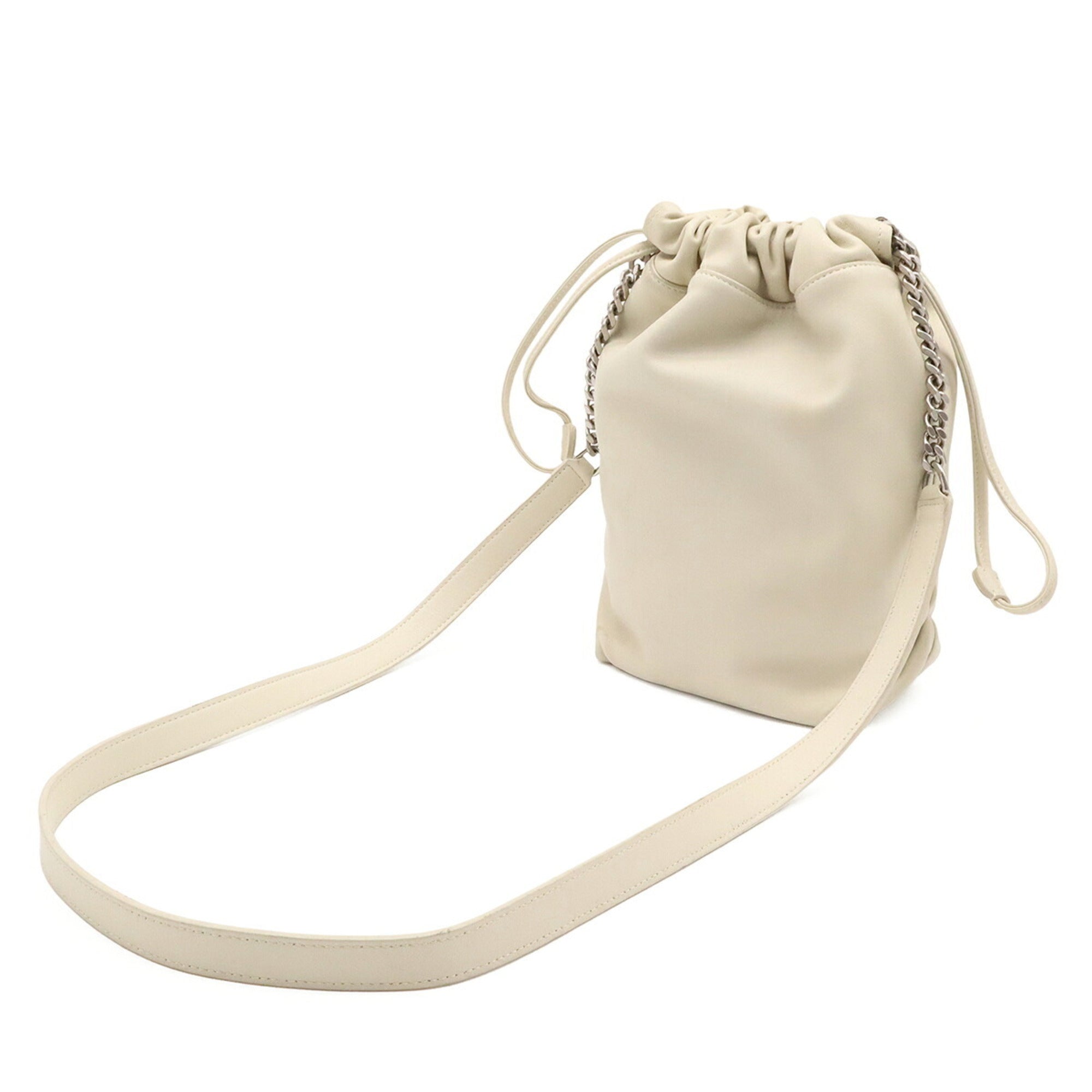 Yves Saint Laurent Ivory Leather Pouch Shoulder Bag (Pre-Owned)
