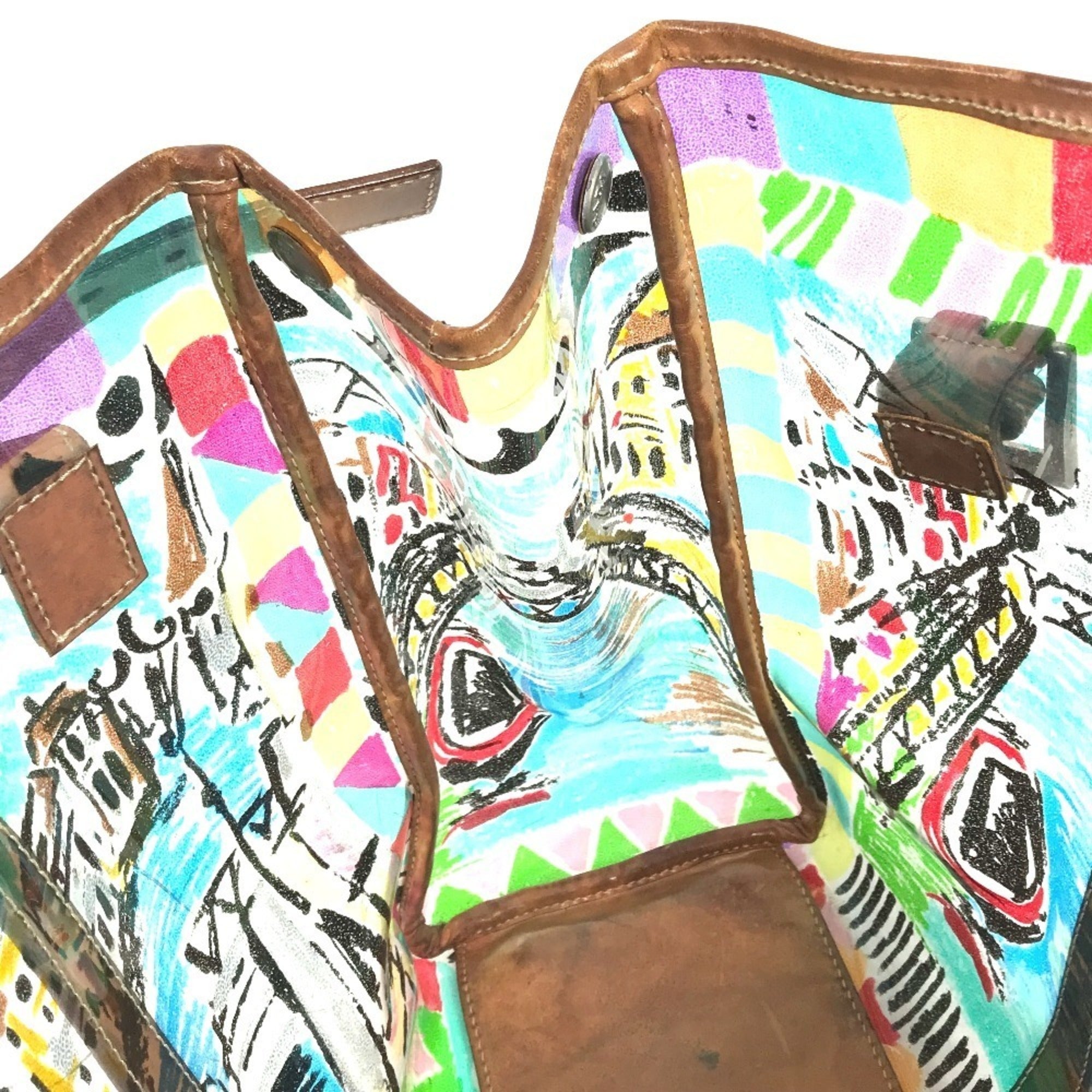 Prada Multi-Color Vinyl Shoulder Bag Tote Bag (Pre-Owned)