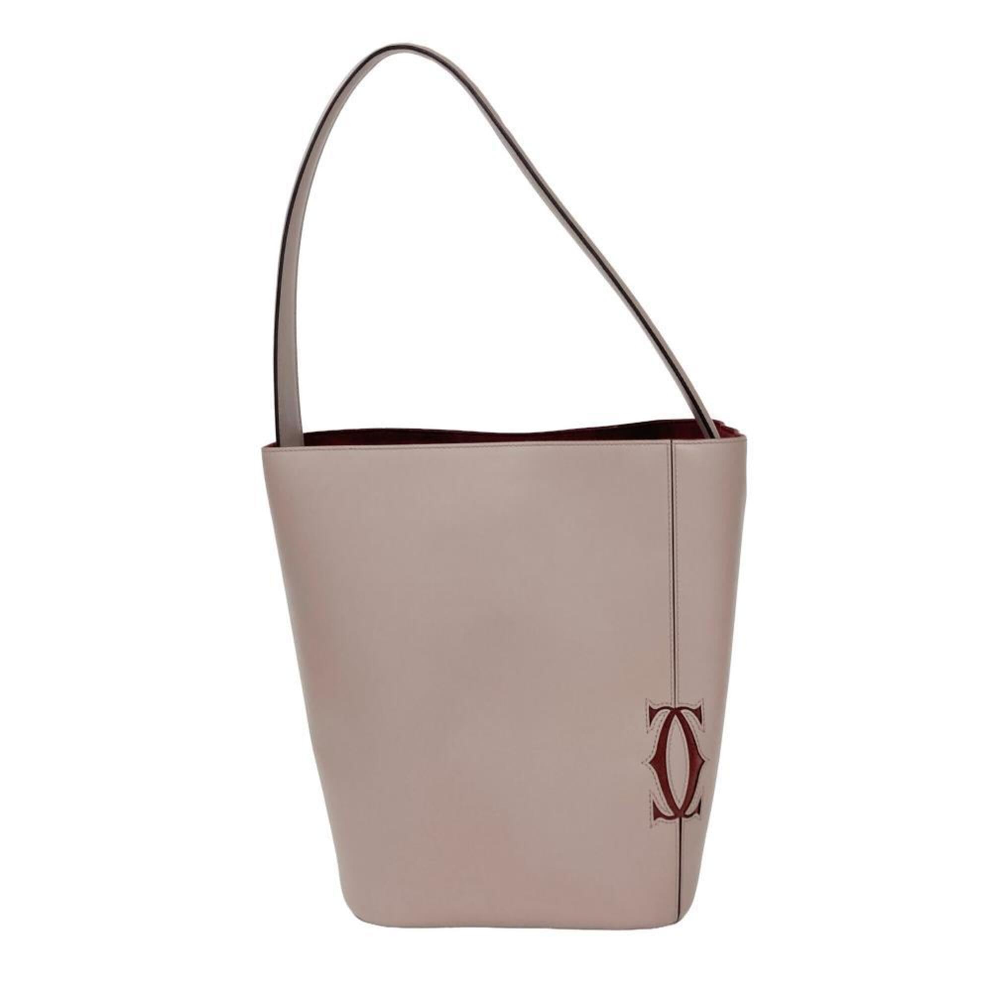 Cartier Bordeaux Grayish Leather Shoulder Bag (Pre-Owned)