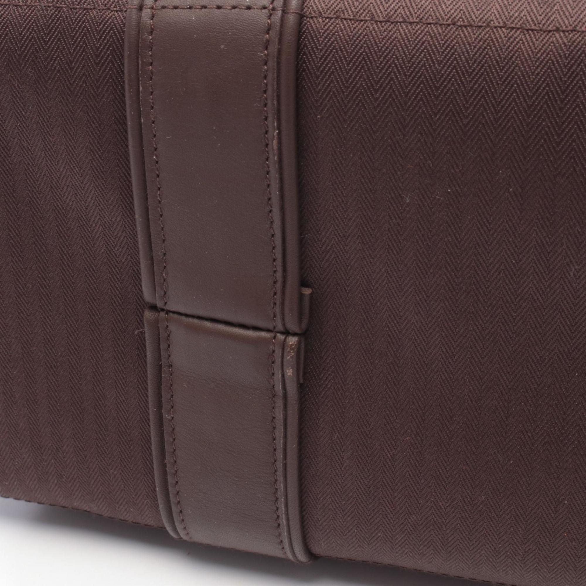 Hermes Brown Canvas Leather Handbag (Pre-Owned)