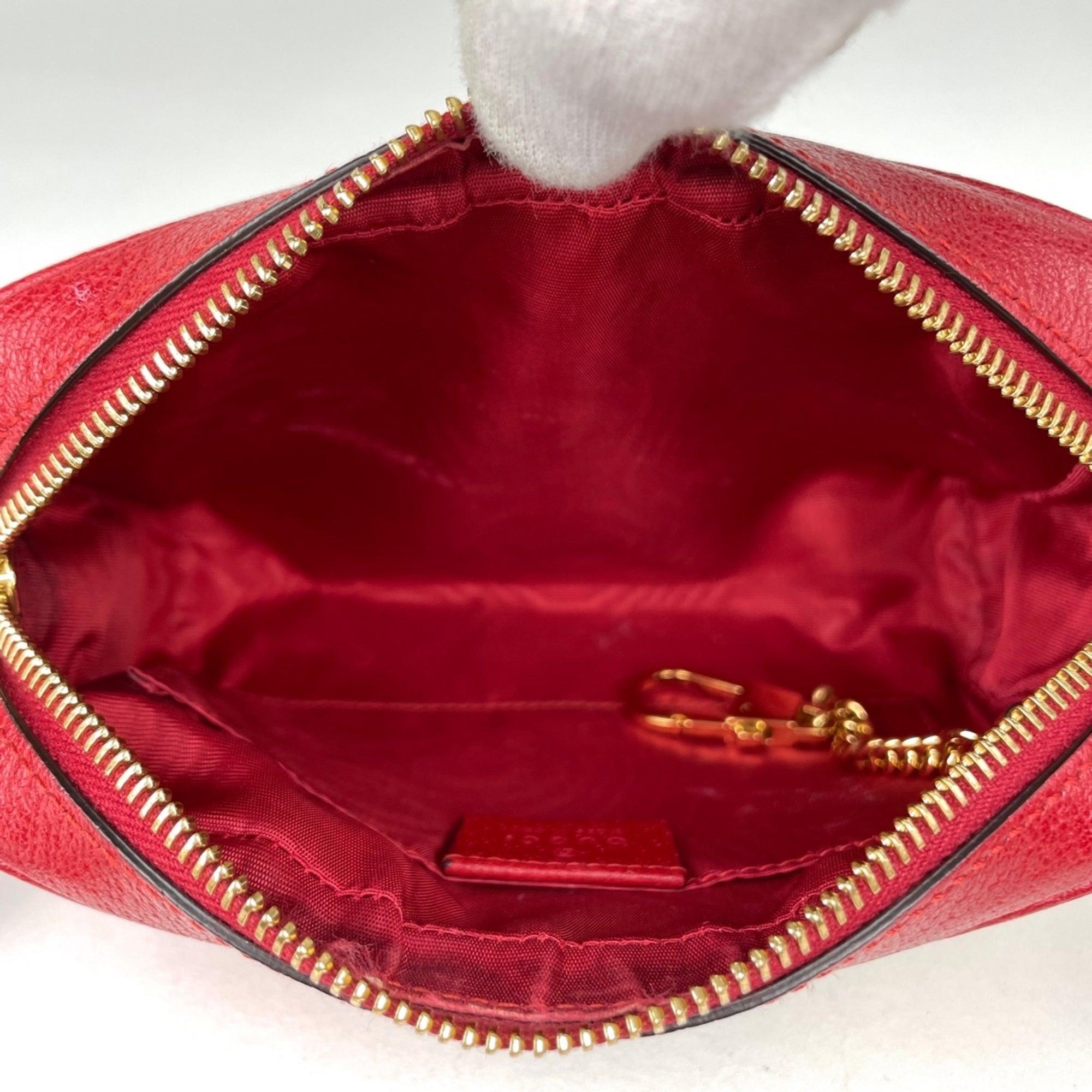Gucci Blue Red Color White Canvas Shoulder Bag (Pre-Owned)