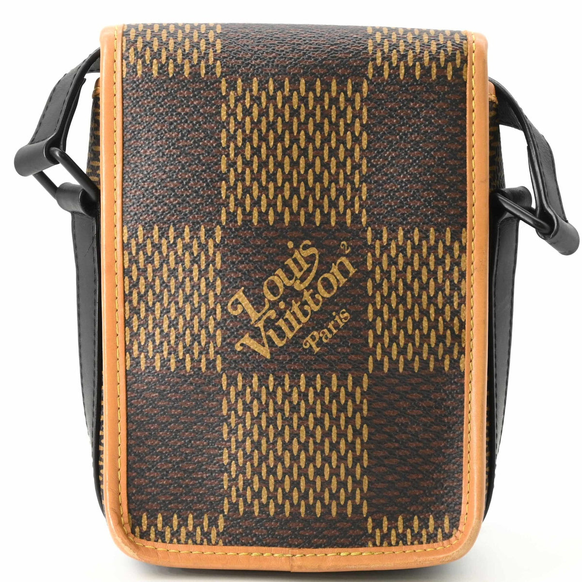 Louis Vuitton Black Brown Damier Canvas Leather Crossbody Bag Shoulder Bag (Pre-Owned)