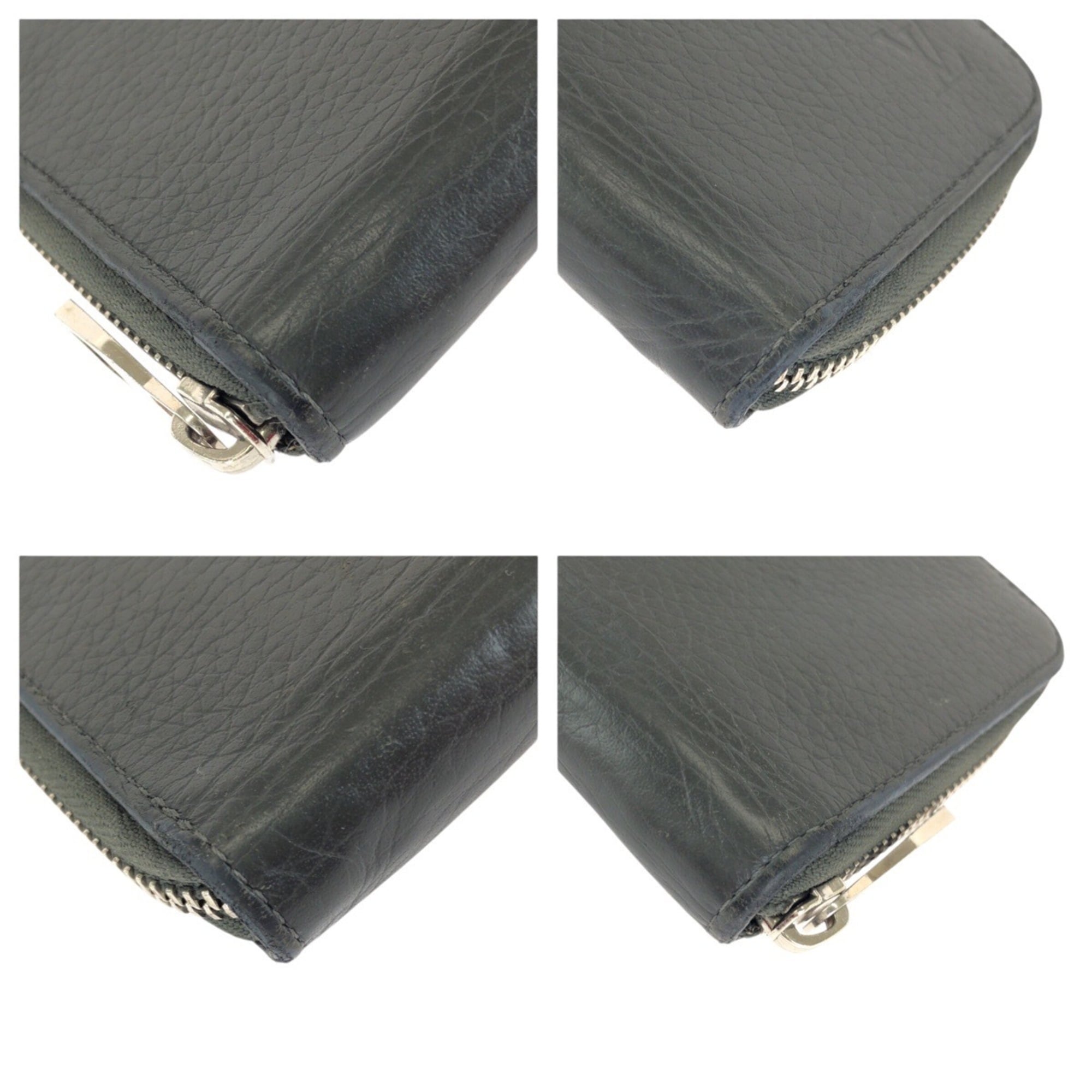 Louis Vuitton Black Leather Long Wallet (Bi-Fold) (Pre-Owned)