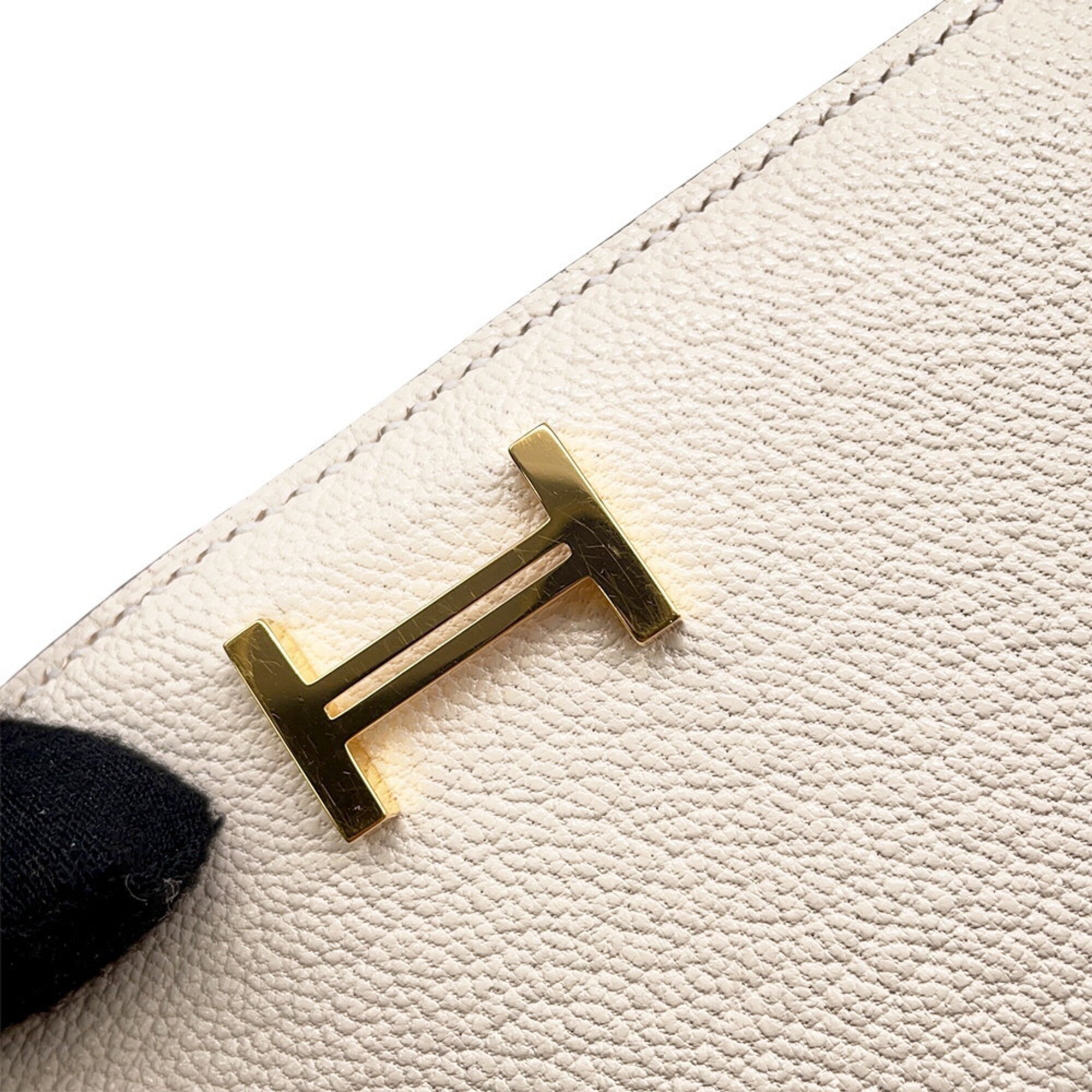 Hermes Ivory Chevre Leather Long Wallet (Bi-Fold) (Pre-Owned)