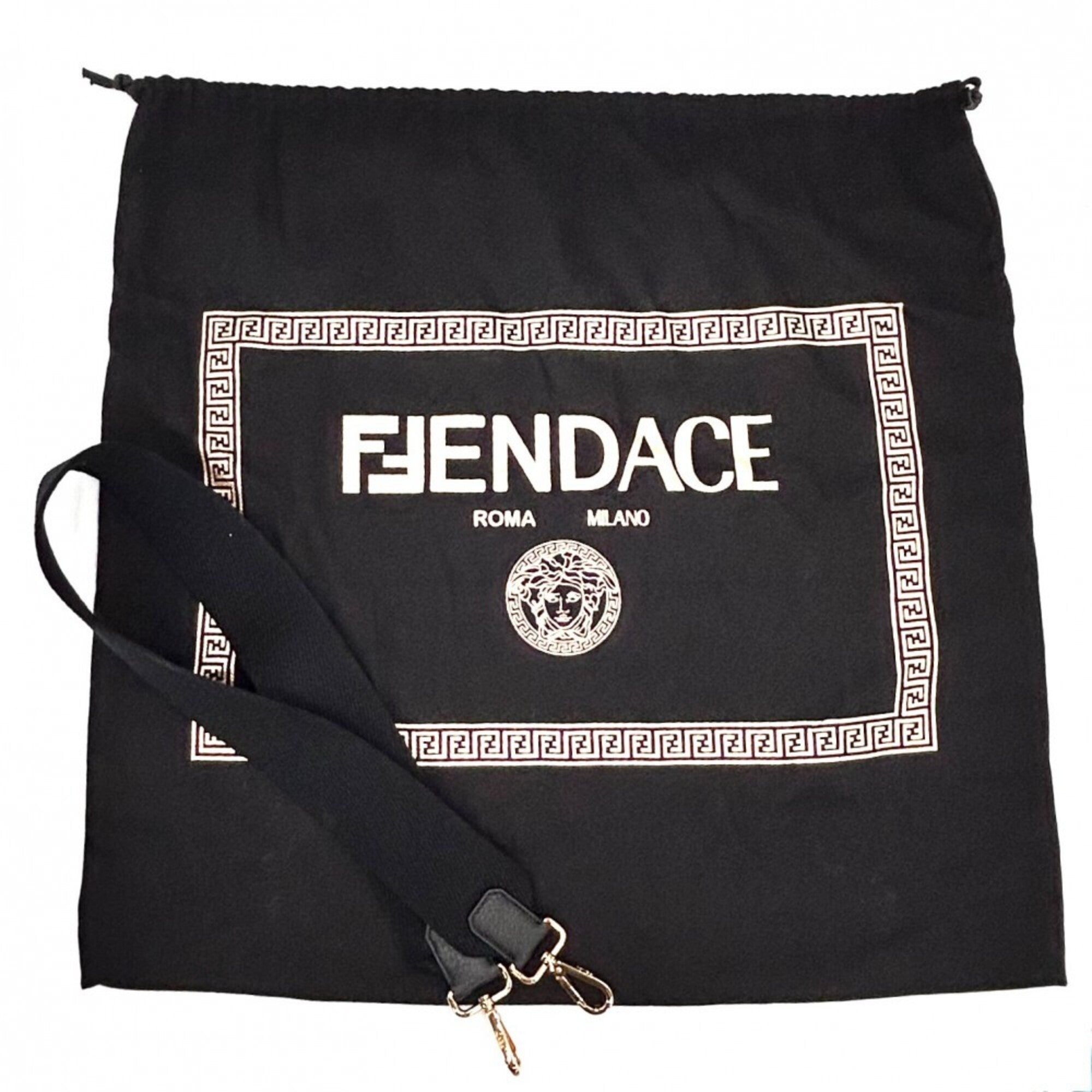Versace Black Gold Canvas Handbag Tote Bag (Pre-Owned)