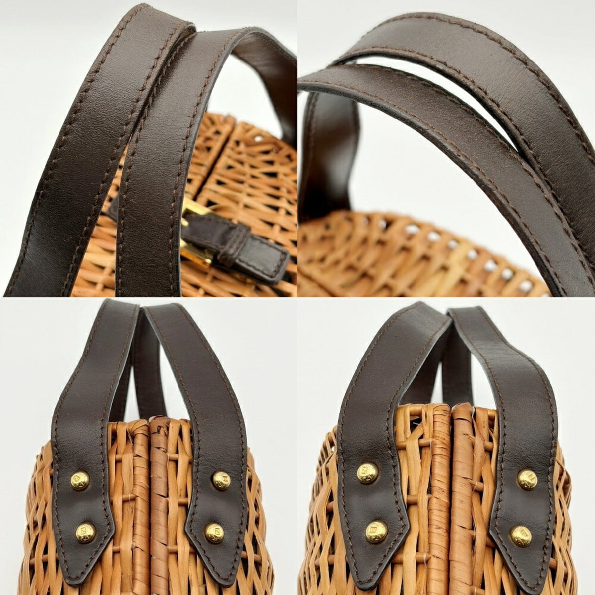 Fendi Brown Dark Brown Wisteria Vine Leather Basket (Pre-Owned)