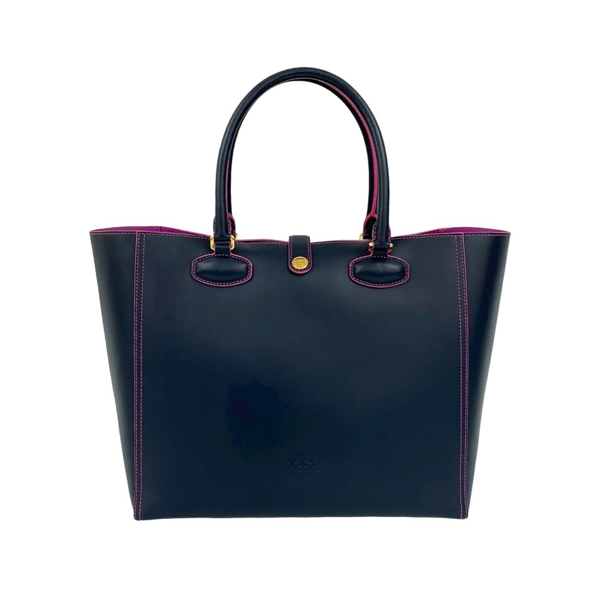 Loewe Navy Pink Leather Handbag Tote Bag (Pre-Owned)