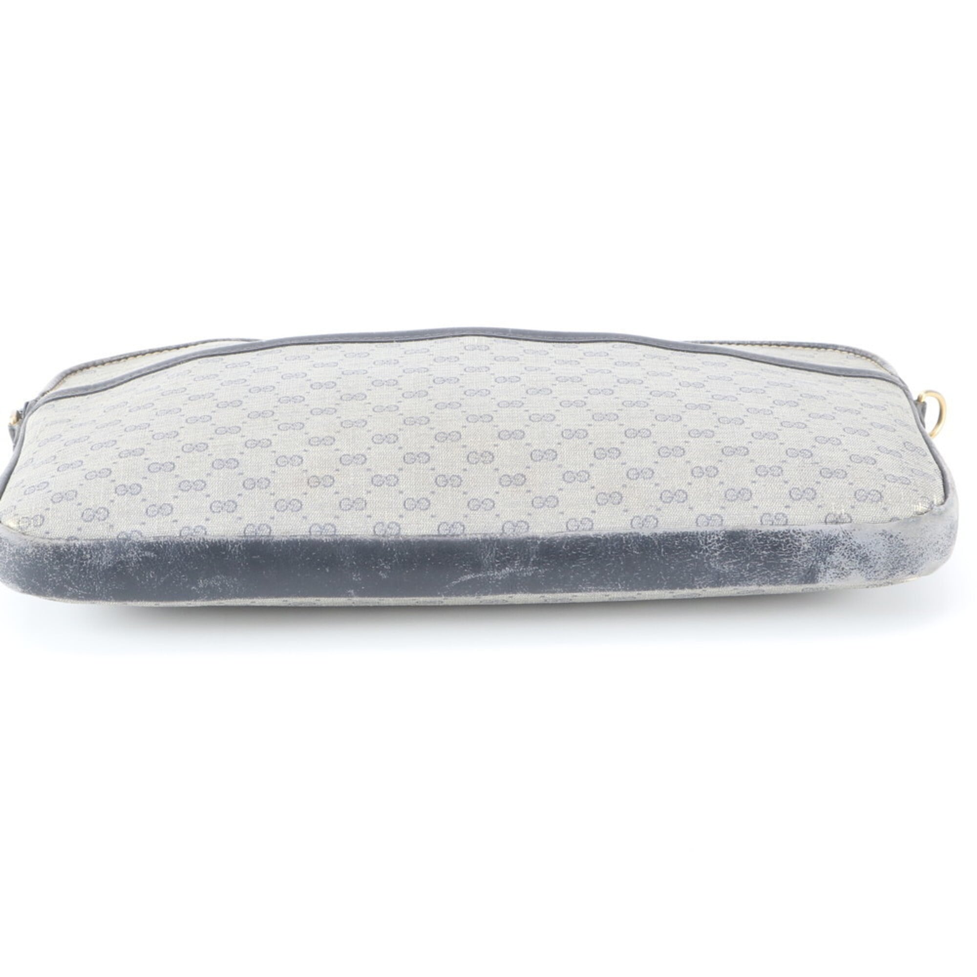 Gucci Navy White Micro Gg Leather Clutch Bag Handbag Pouch (Pre-Owned)
