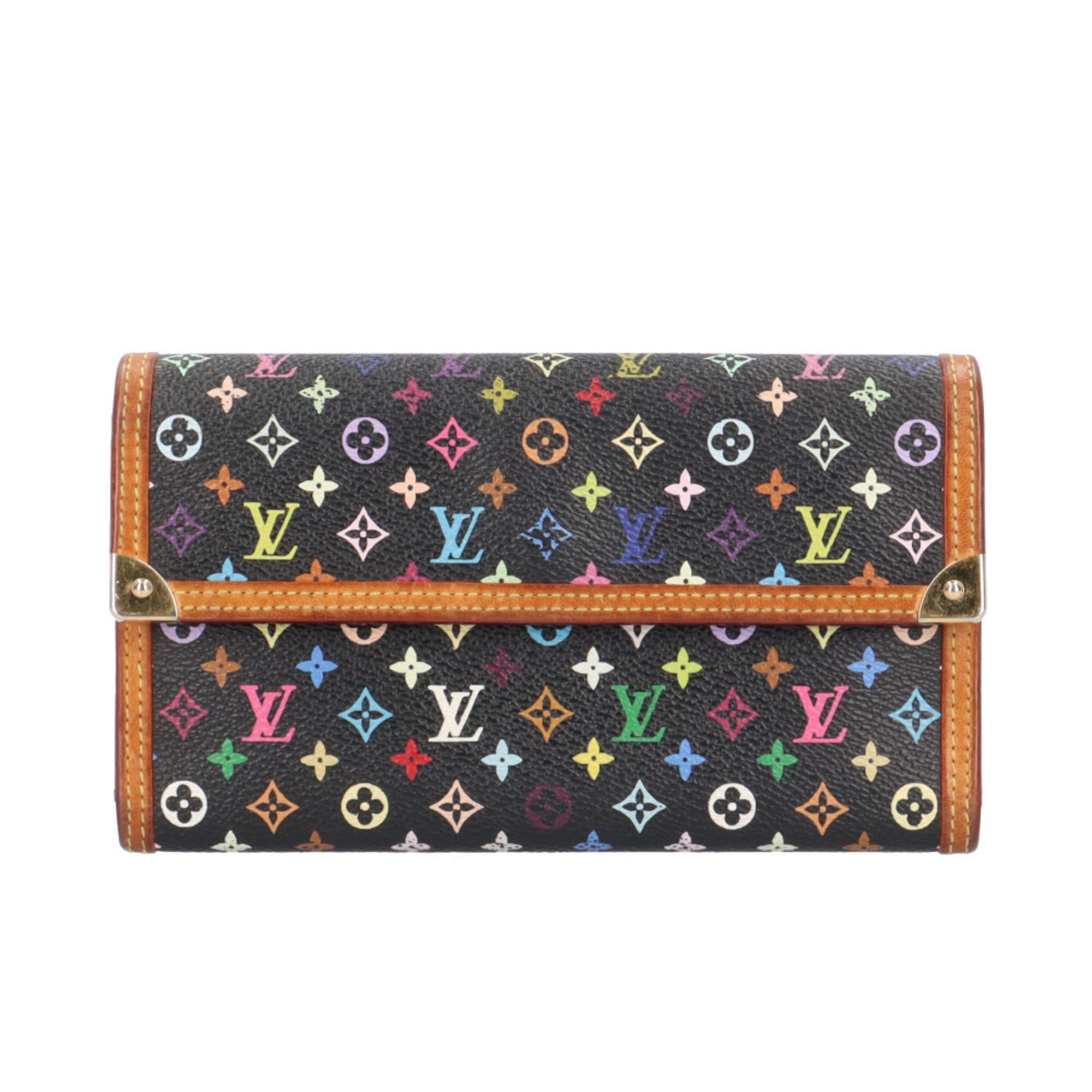 Louis Vuitton Black Noir Monogram Multicolore Long Wallet (Bi-Fold) (Pre-Owned)