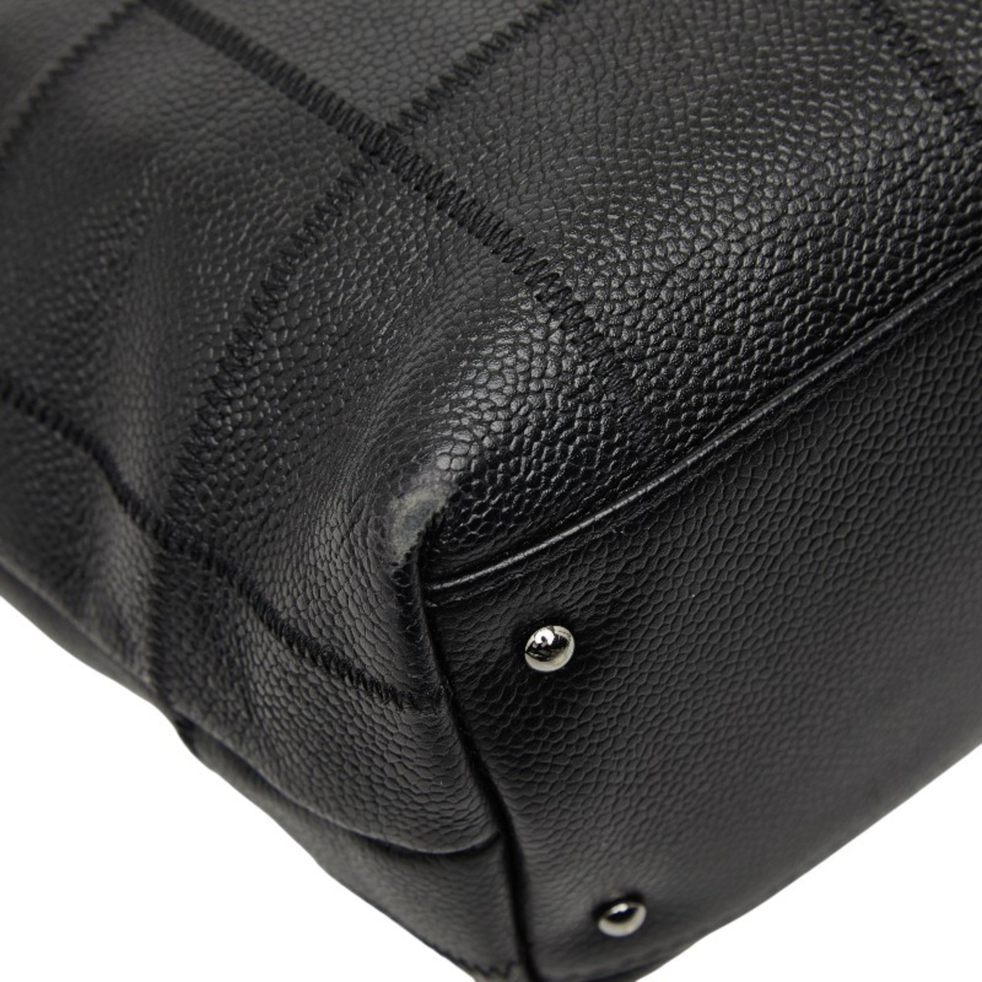 Chanel Black Grained Calfskin Handbag Tote Bag (Pre-Owned)