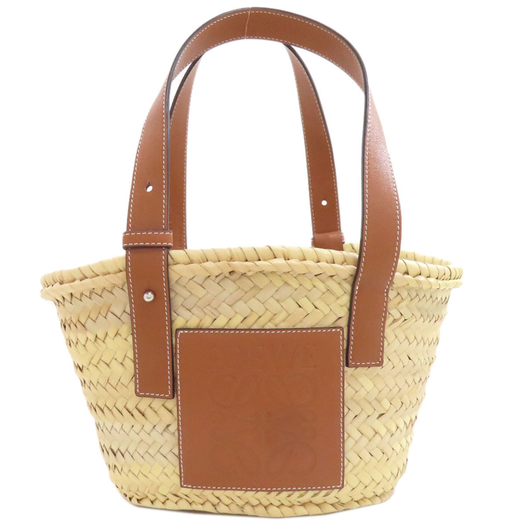 Loewe Beige Brown Raffia Basket Handbag (Pre-Owned)