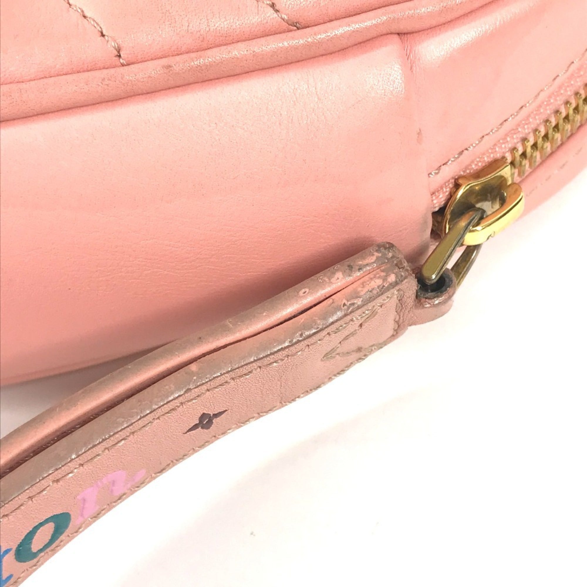 Louis Vuitton Pink Leather Clutch Bag Pochette Shoulder Bag (Pre-Owned)
