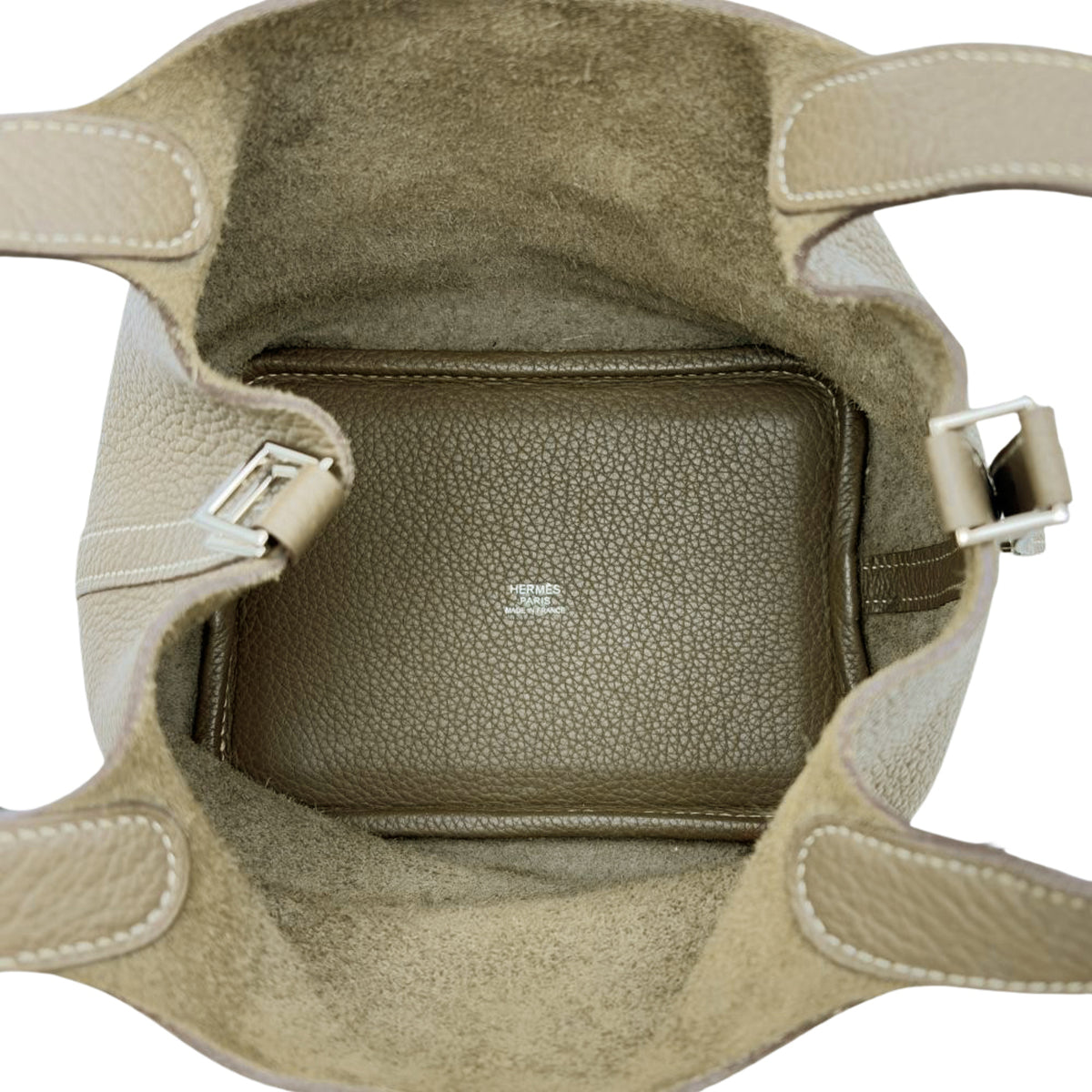 Hermes Picotin Etoupe Gray Gray Taurillon Clemence Leather Handbag (Pre-Owned)