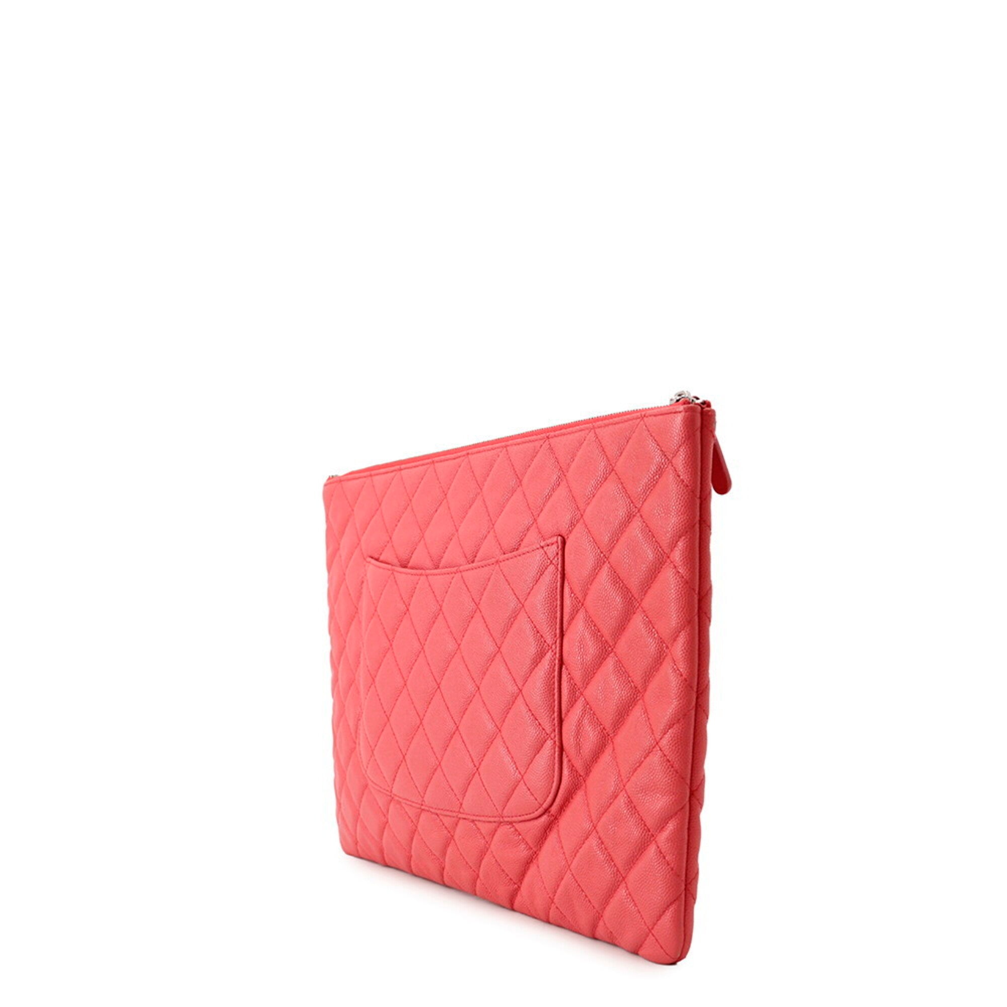 Chanel Matelasse Pink Grained Calfskin Clutch Bag (Pre-Owned)