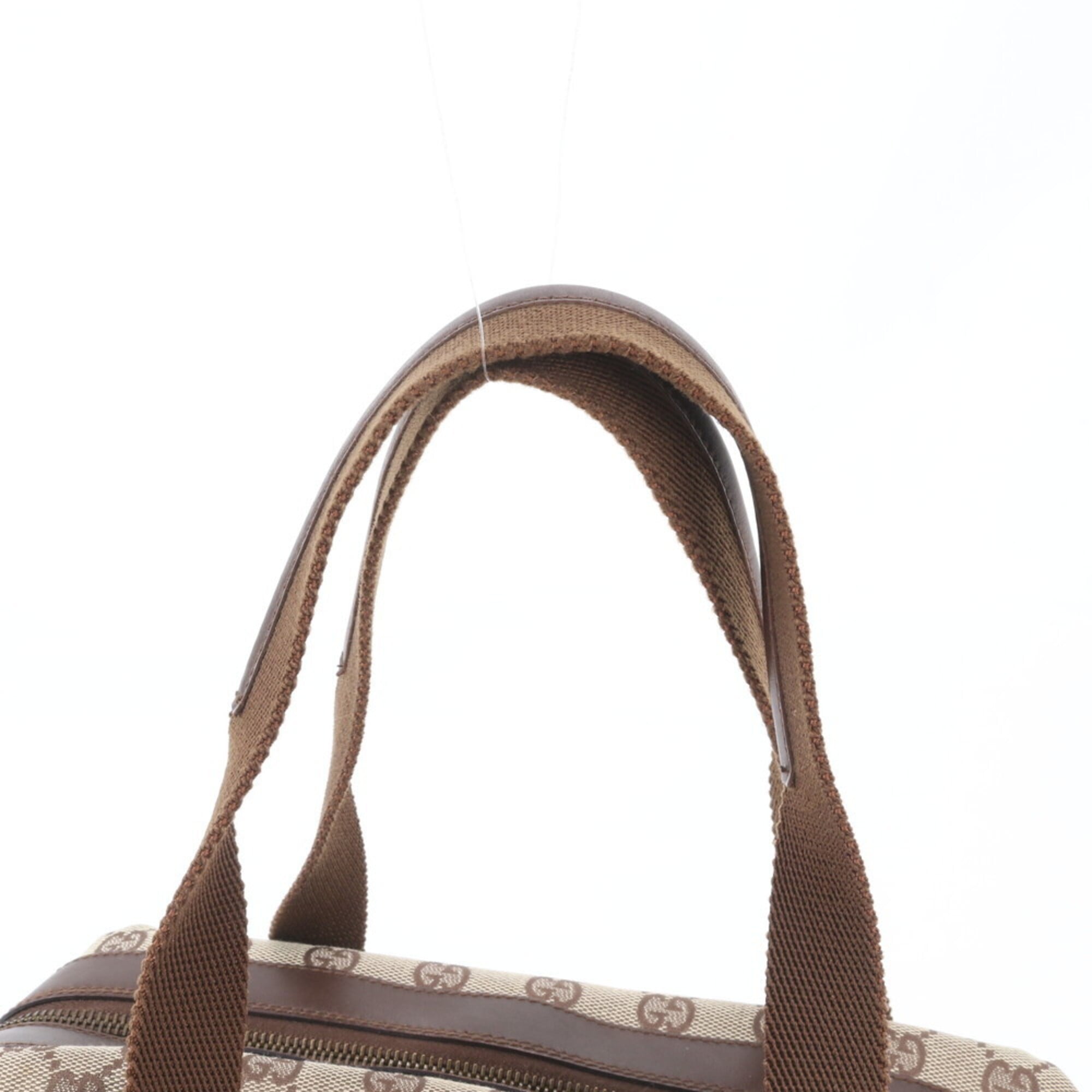 Gucci Brown Leather Canvas Handbag Shoulder Bag Tote Bag (Pre-Owned)