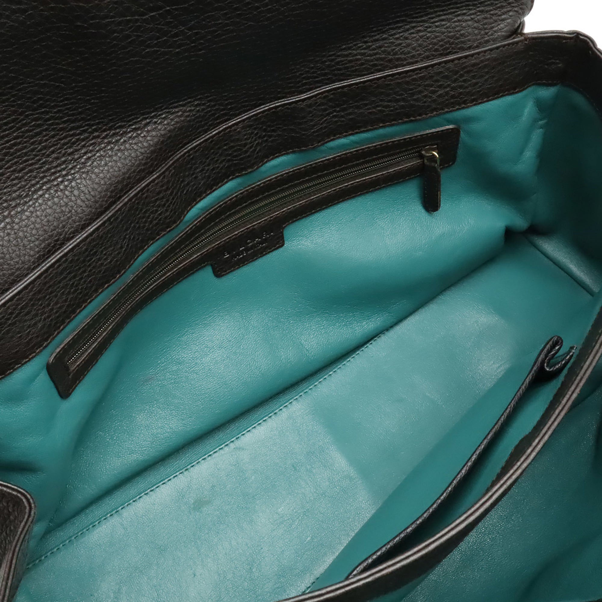 Bvlgari Dark Brown Leather Shoulder Bag Tote Bag (Pre-Owned)