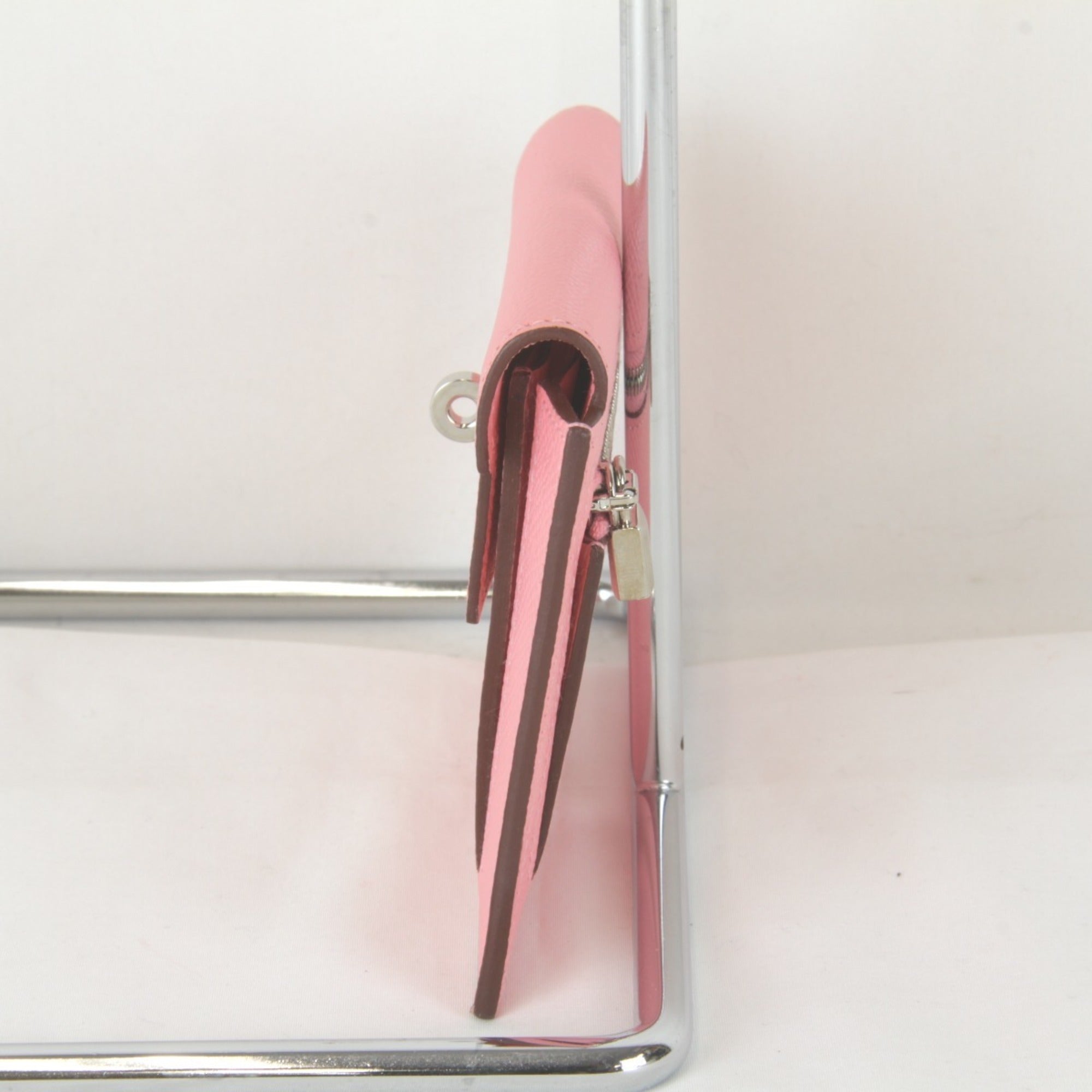 Hermes Kelly Pink Leather Coin Purse/Coin Case (Pre-Owned)