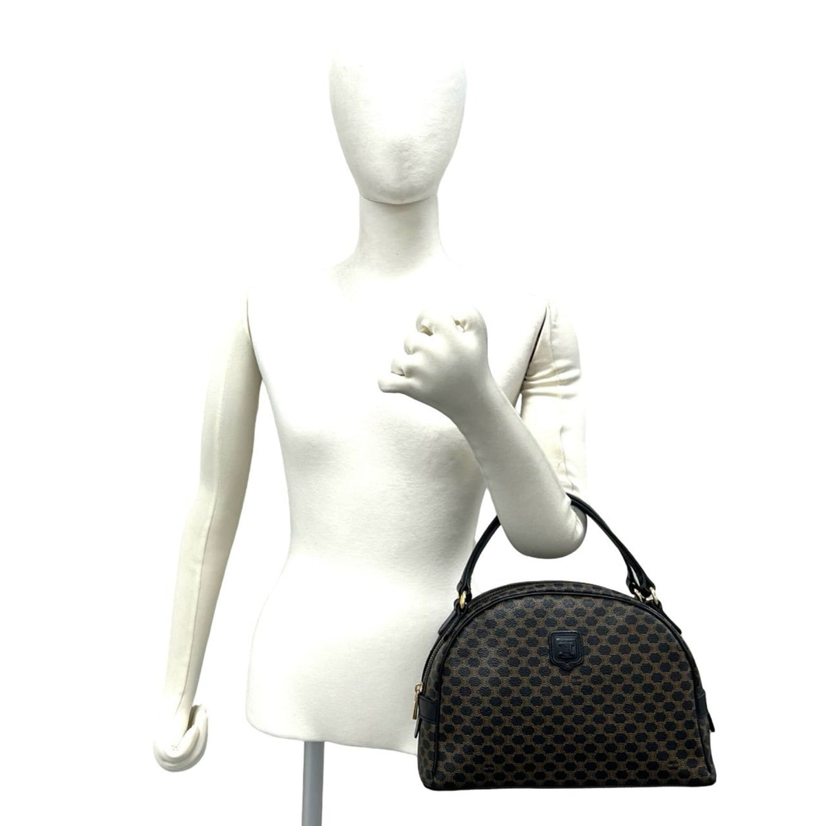 Celine Black Brown Leather Pvc Boston Bag Handbag (Pre-Owned)