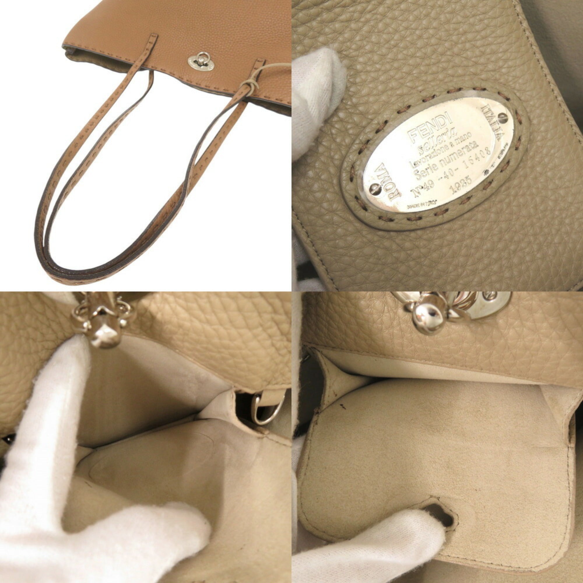 Fendi Selleria Brown Leather Handbag Tote Bag (Pre-Owned)