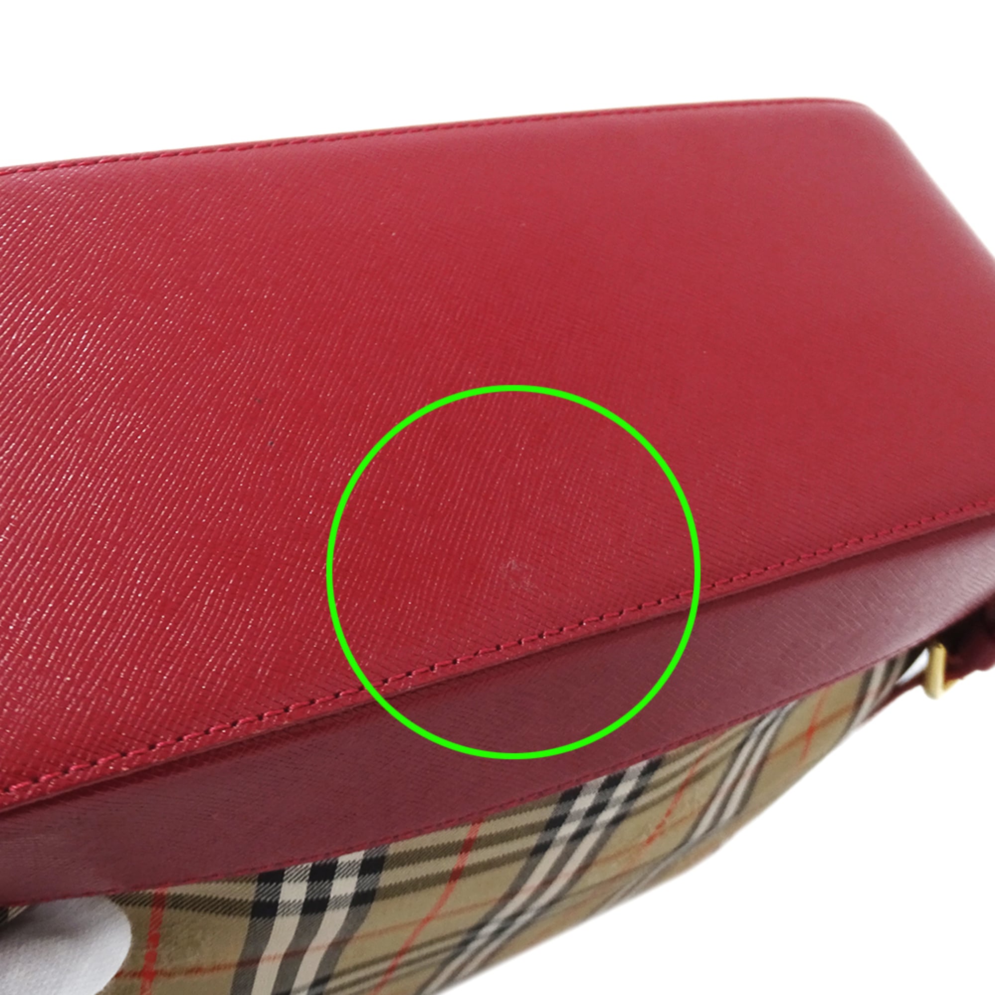 Burberry Beige Red Color Canvas Handbag (Pre-Owned)