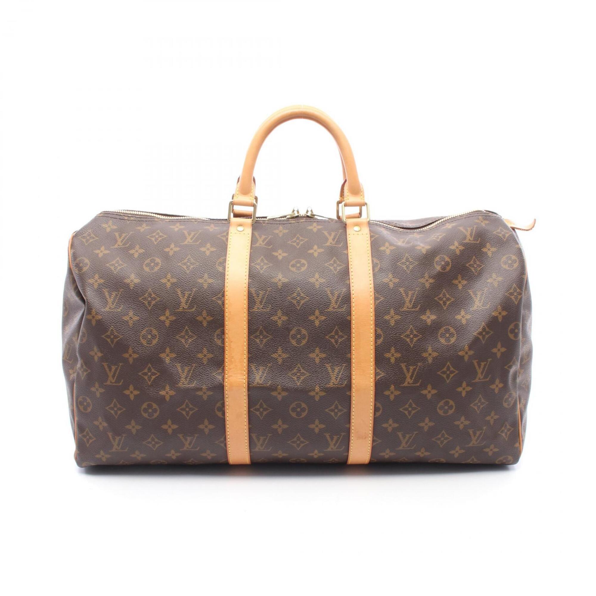 Louis Vuitton Brown Pvc Coated Canvas Leather Boston Bag (Pre-Owned)