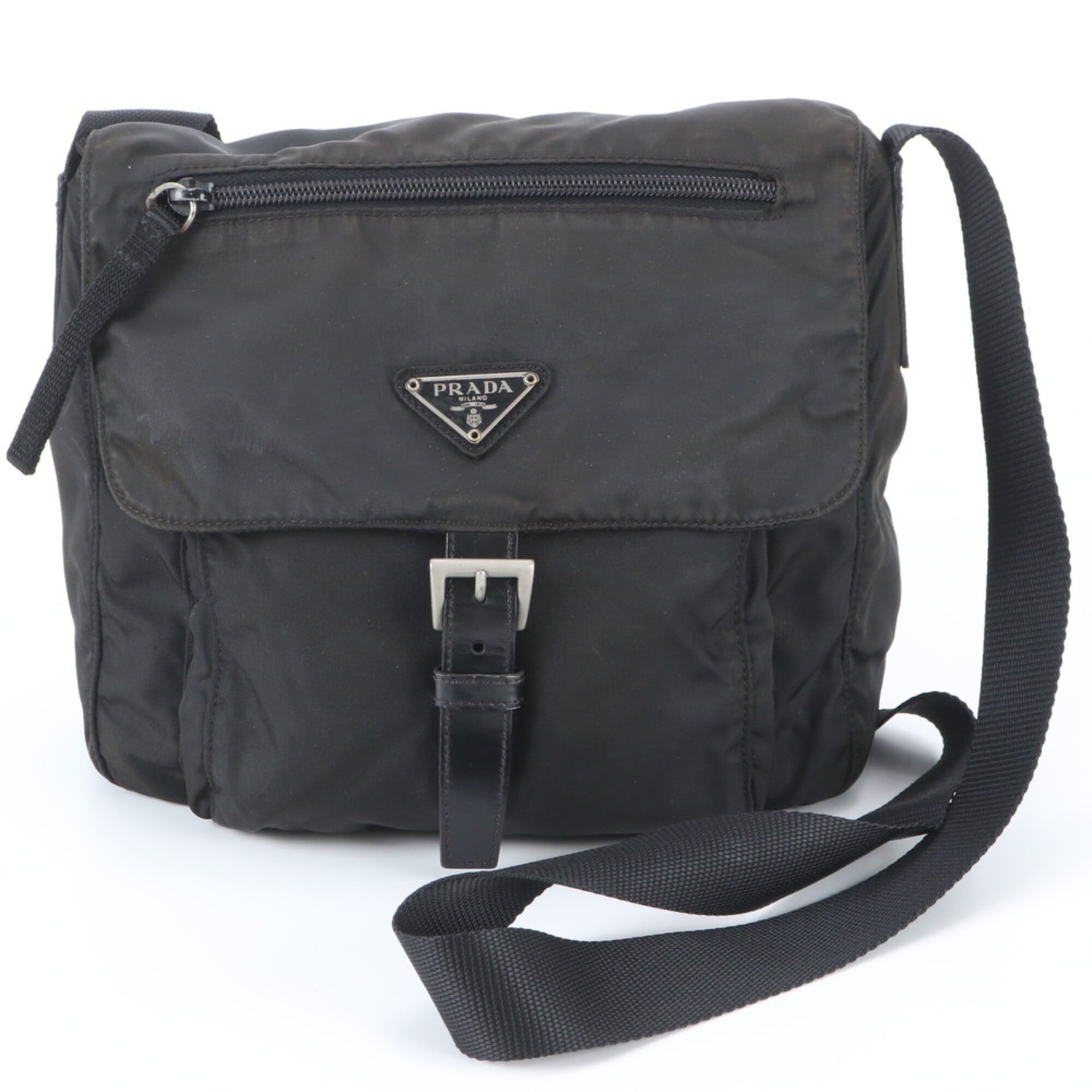 Prada Black Nylon Leather Shoulder Bag (Pre-Owned)