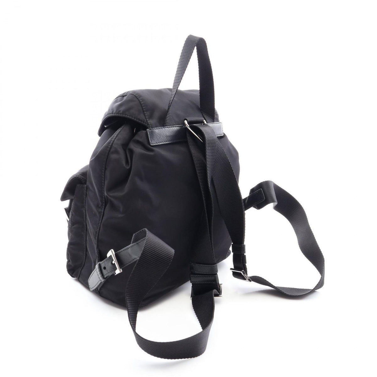 Prada Black Nylon Leather Backpack Handbag (Pre-Owned)