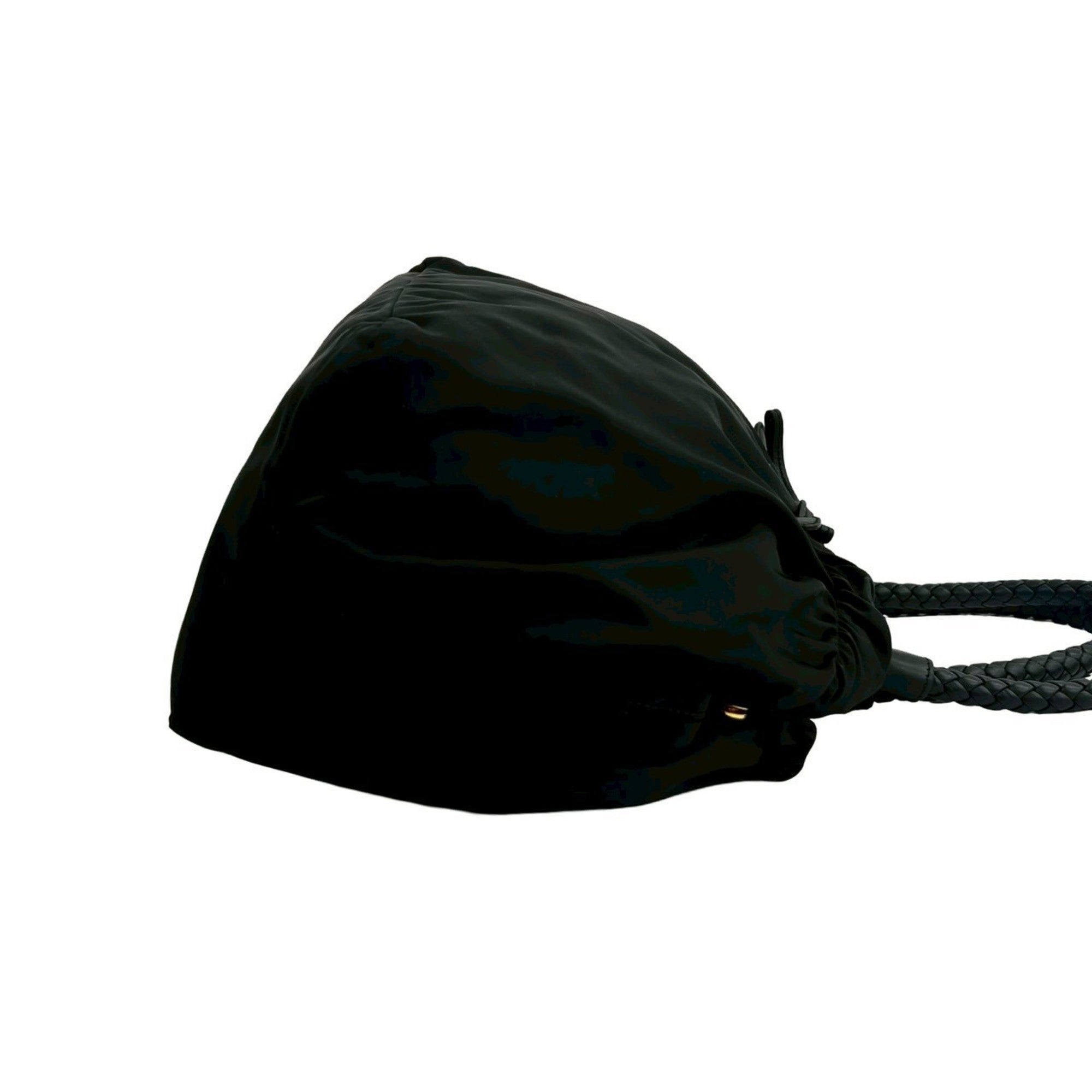 Prada Black Nylon Leather Handbag Shoulder Bag (Pre-Owned)
