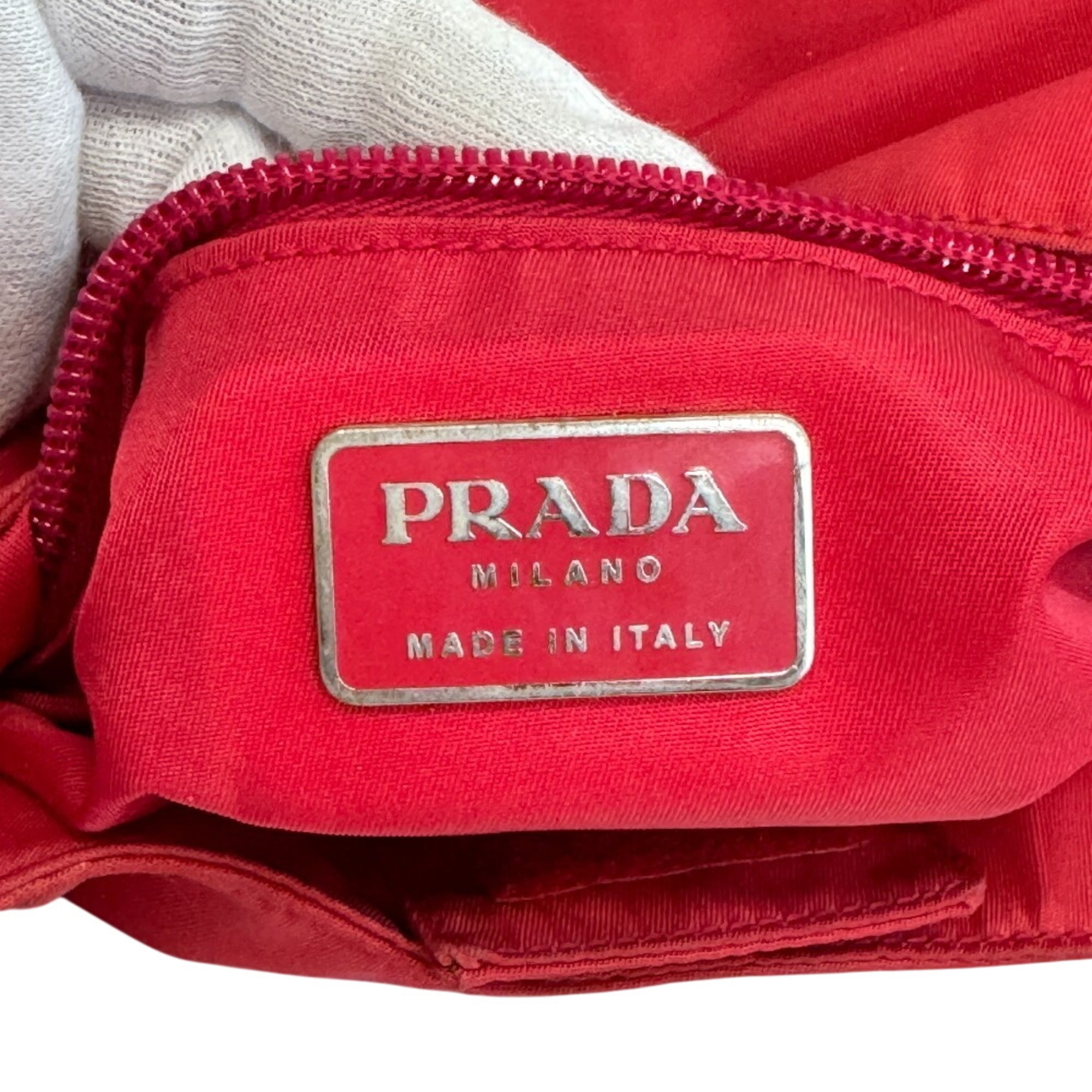 Prada Clear Red Color Nylon Plastic Shoulder Bag (Pre-Owned)