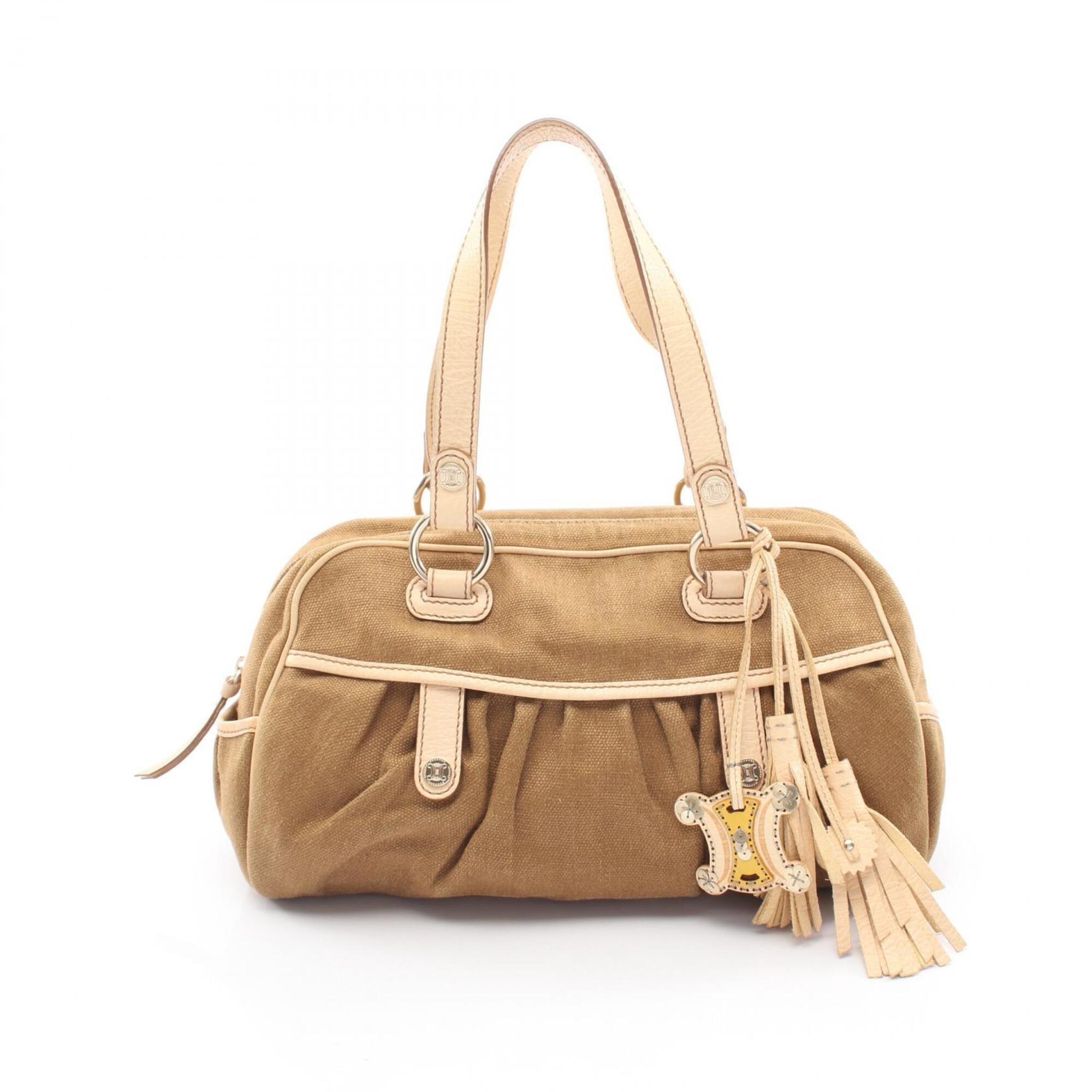 Celine Beige Khaki Canvas Leather Handbag (Pre-Owned)