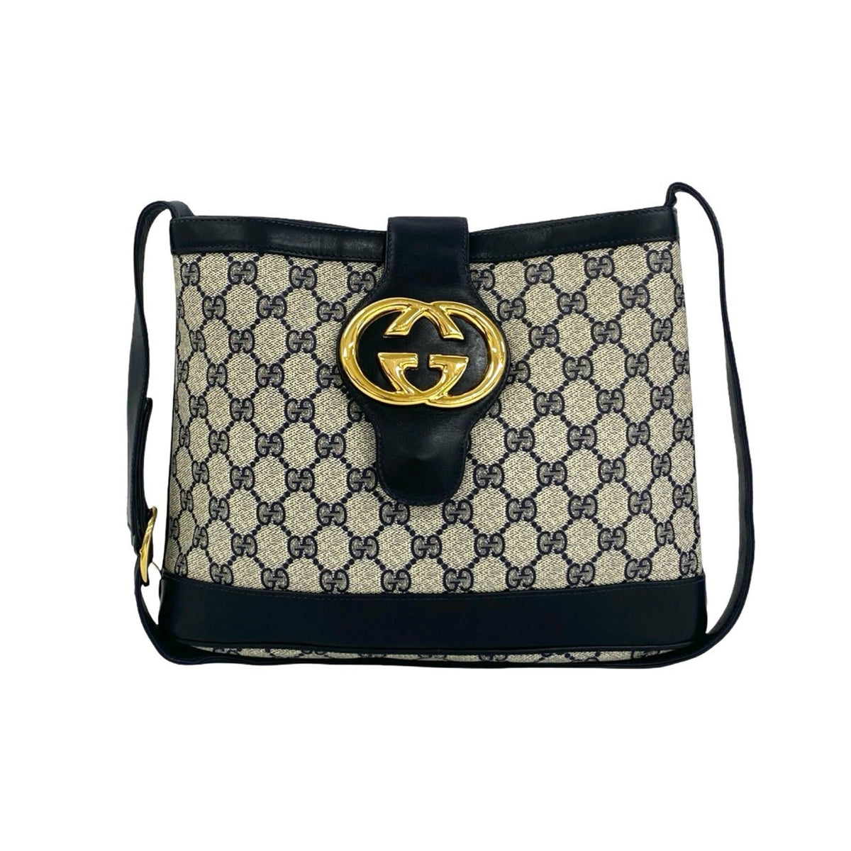 Gucci Navy Leather Pvc Shoulder Bag (Pre-Owned)