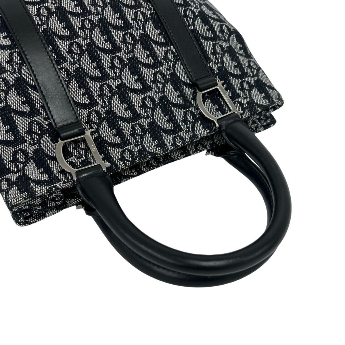 Christian Dior Black Canvas Leather Handbag Tote Bag (Pre-Owned)