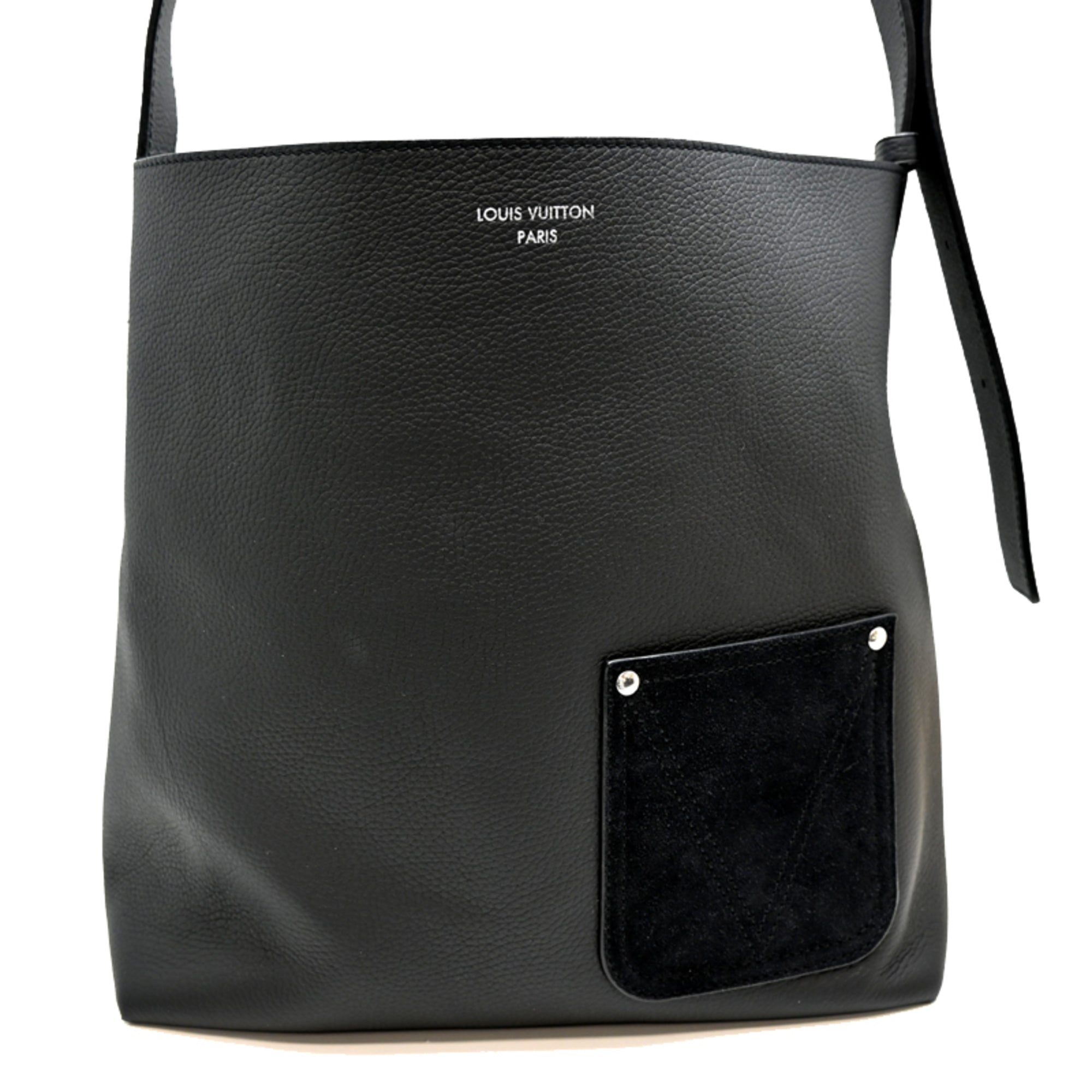 Louis Vuitton Black Noir Leather Pouch Tote Bag (Pre-Owned)
