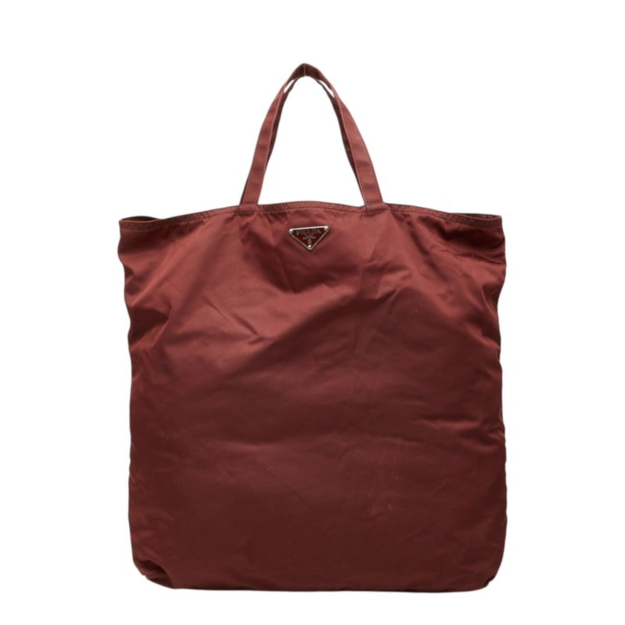 Prada Bordeaux Nylon Handbag Tote Bag (Pre-Owned)