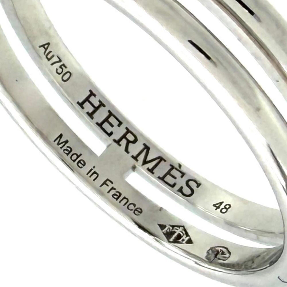 Hermes White Gold White Gold (18K) Band Ring (Pre-Owned)
