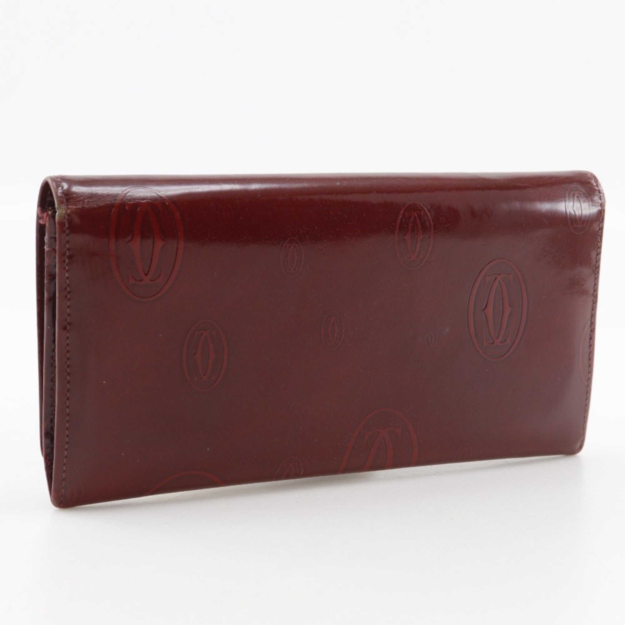 Cartier Bordeaux Patent Leather Long Wallet (Bi-Fold) (Pre-Owned)