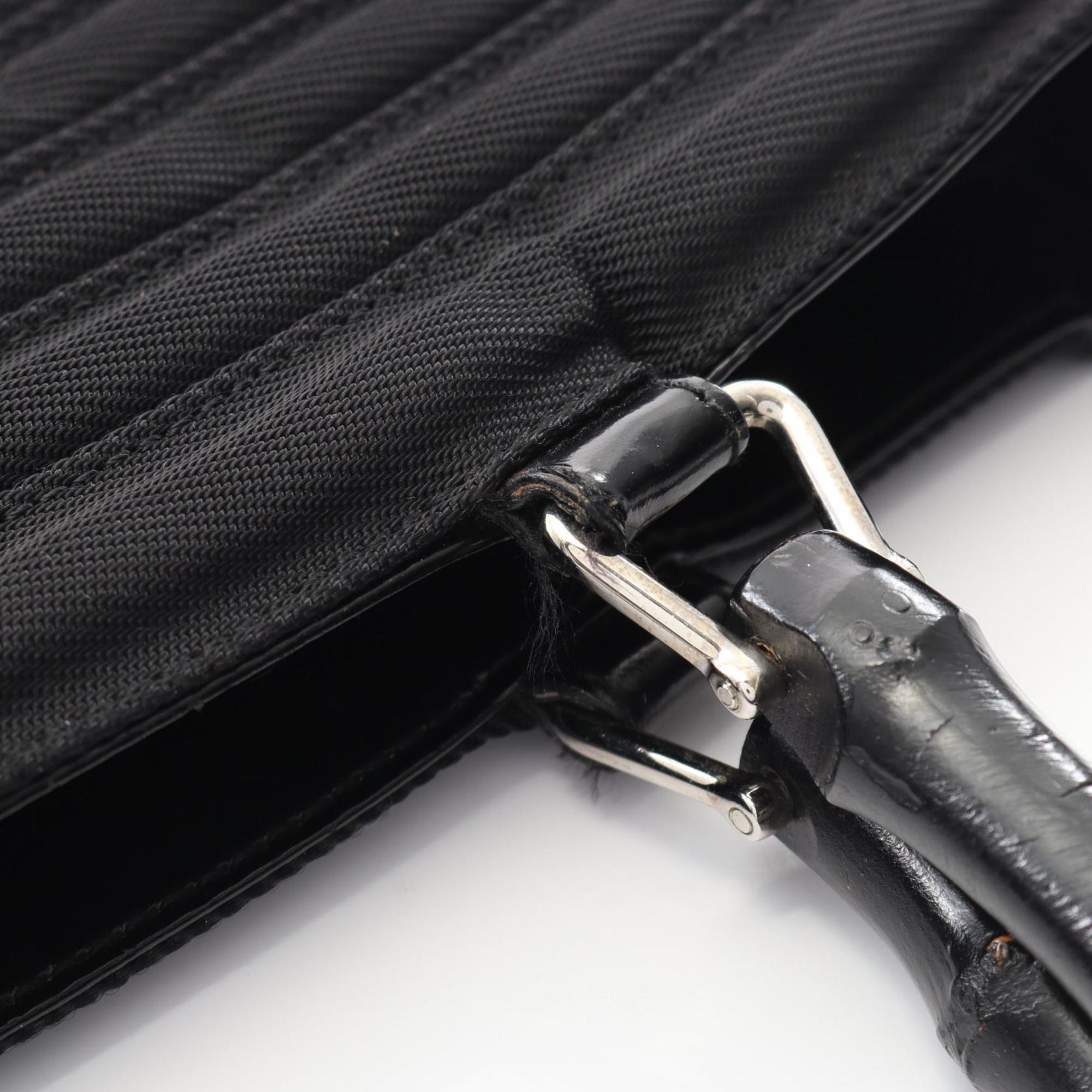 Gucci Black Leather Nylon Canvas Handbag (Pre-Owned)