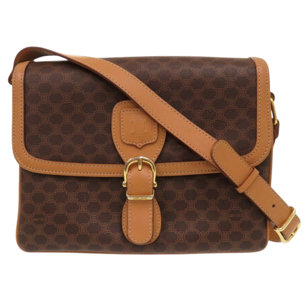 Celine Brown Coated Canvas Pvc Shoulder Bag (Pre-Owned)