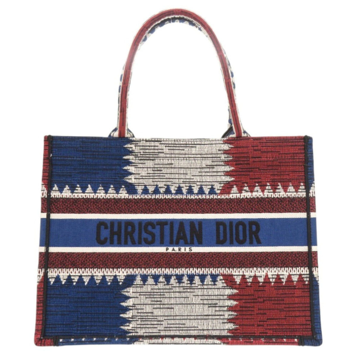 Christian Dior Blue Red Color Canvas Handbag Tote Bag (Pre-Owned)