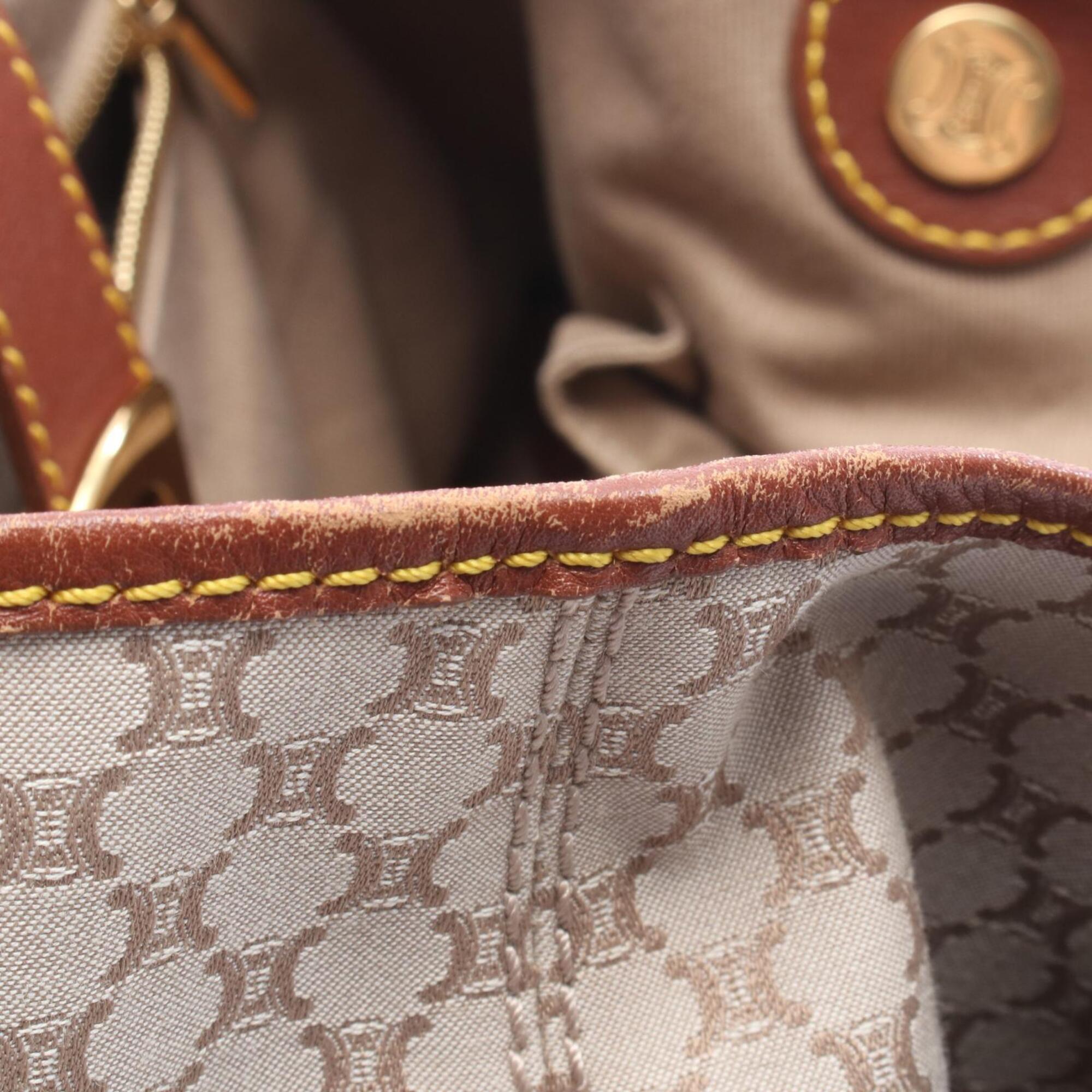 Celine Beige Brown Canvas Leather Handbag (Pre-Owned)