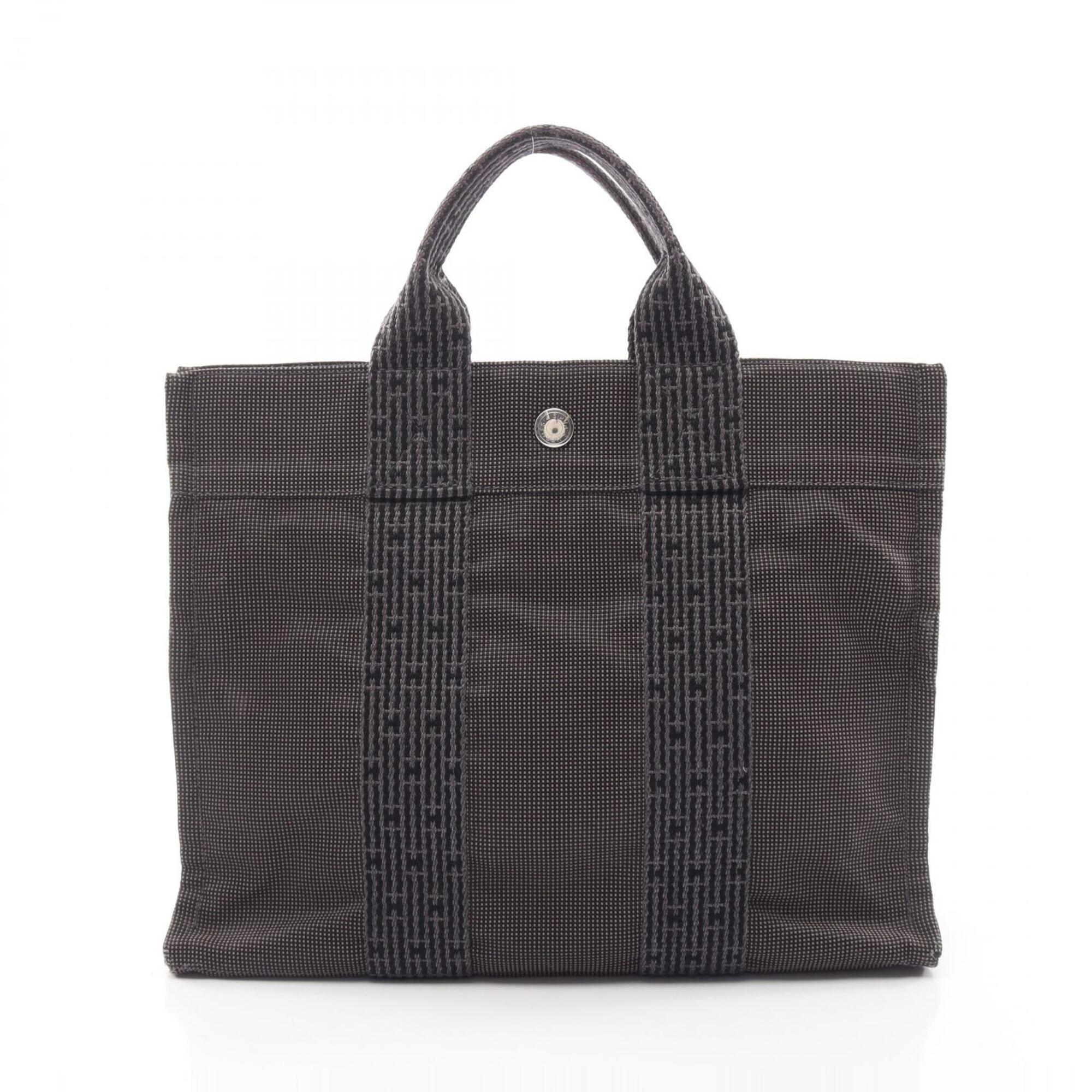 Hermes Gray Nylon Canvas Handbag Tote Bag (Pre-Owned)