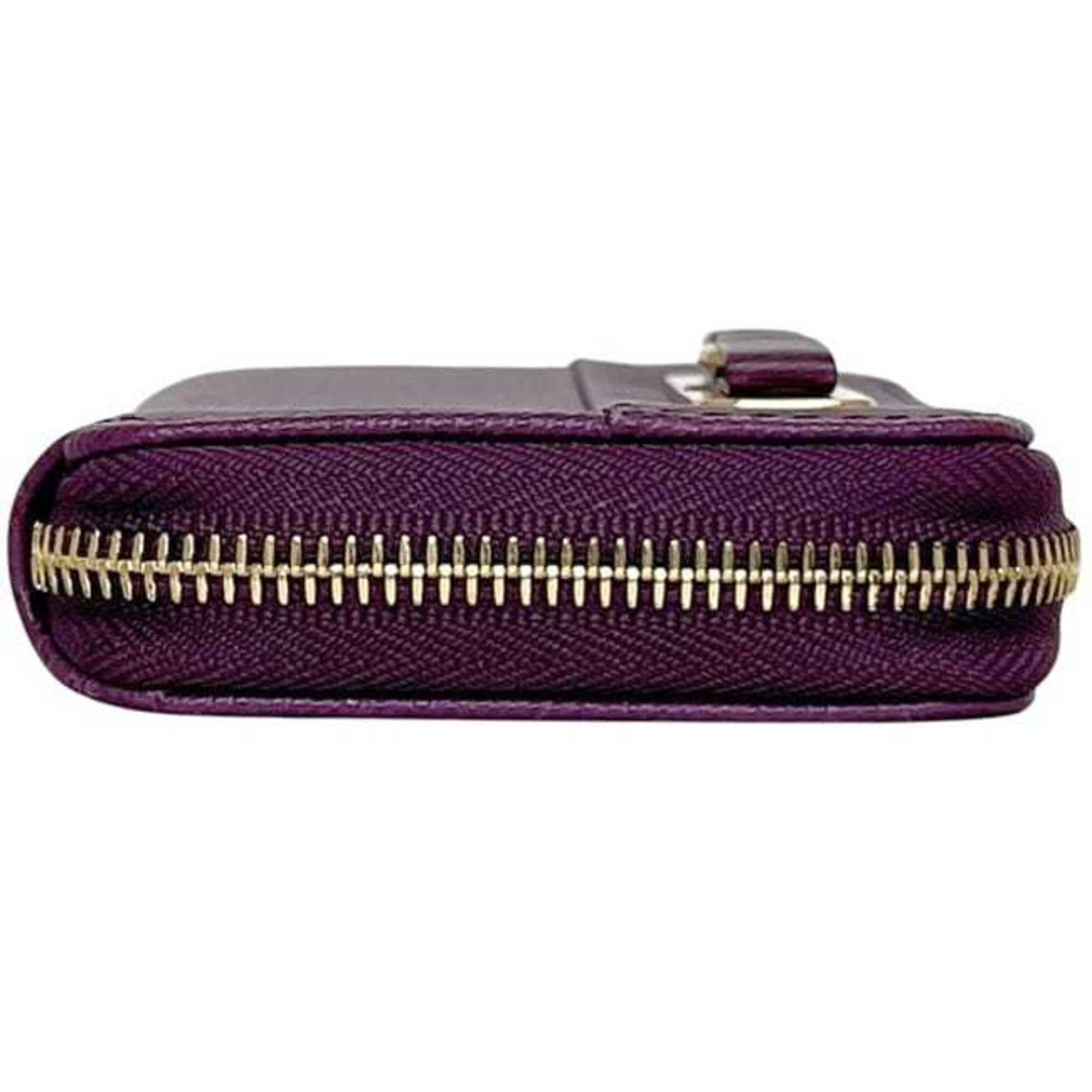 Salvatore Ferragamo Purple Leather Coin Purse/Coin Case (Pre-Owned)