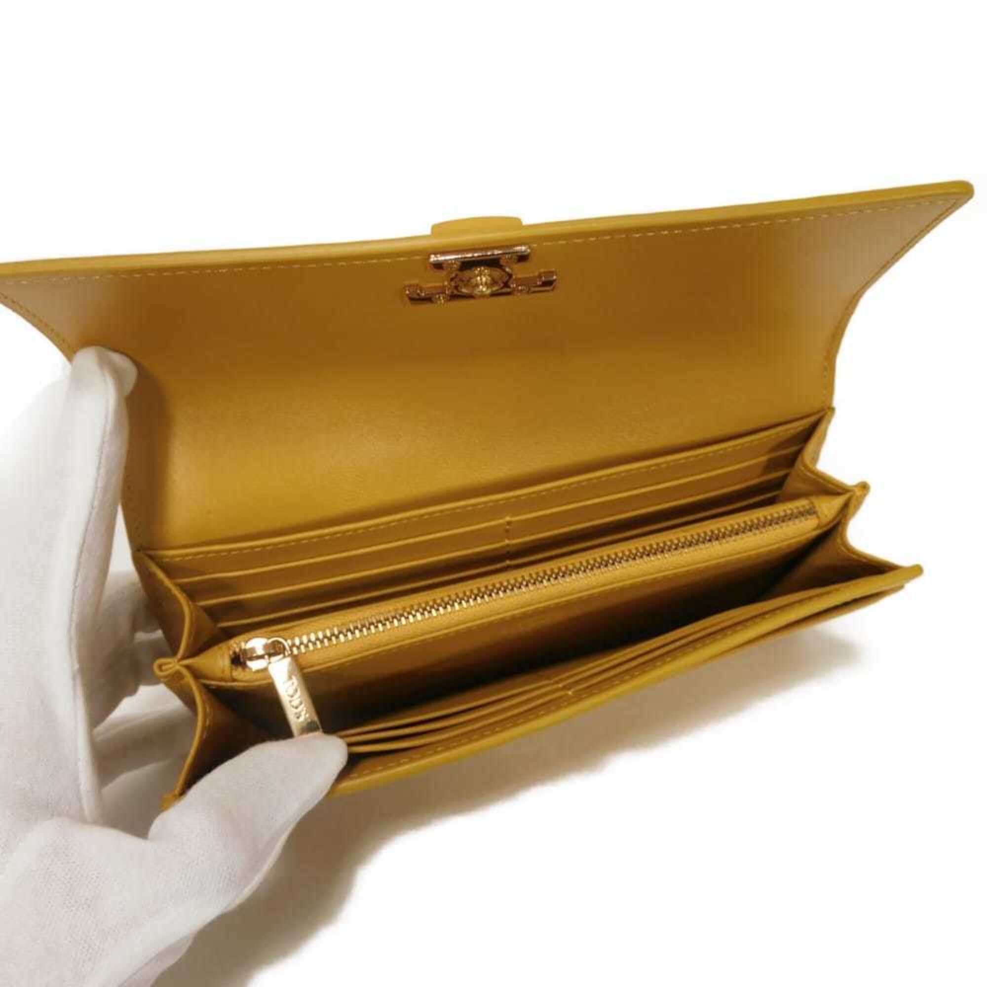 Tod's Mustard Yellow Leather Long Wallet (Bi-Fold) (Pre-Owned)