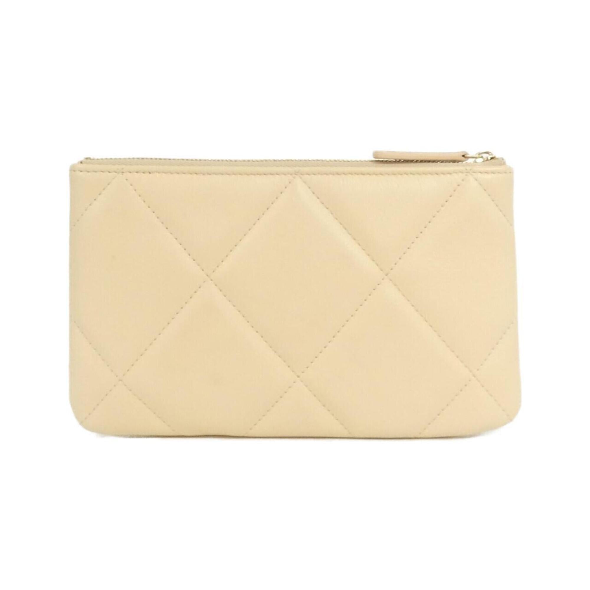 Chanel Beige Leather Handbag Pouch (Pre-Owned)