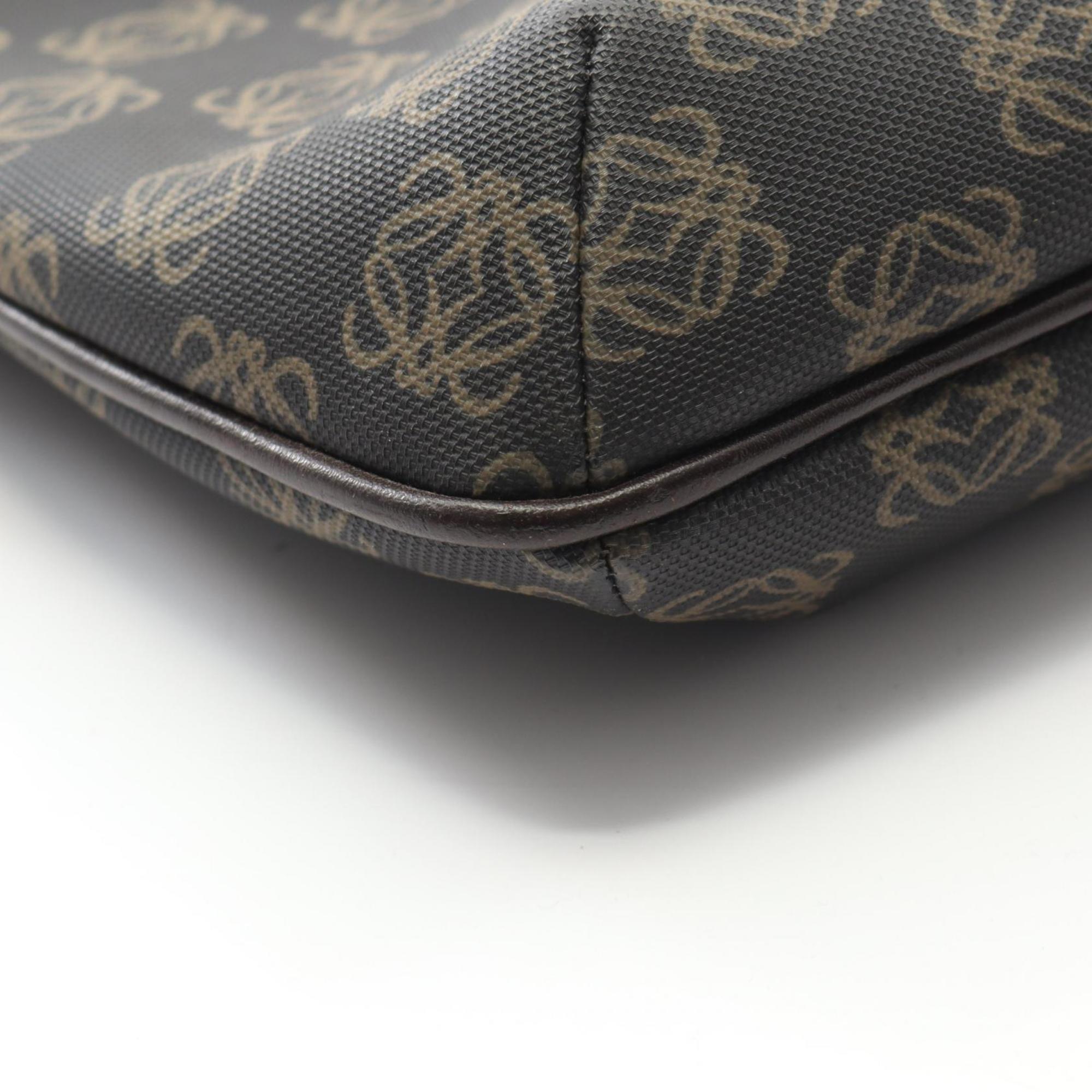 Loewe Black Brown Coated Canvas Leather Shoulder Bag (Pre-Owned)