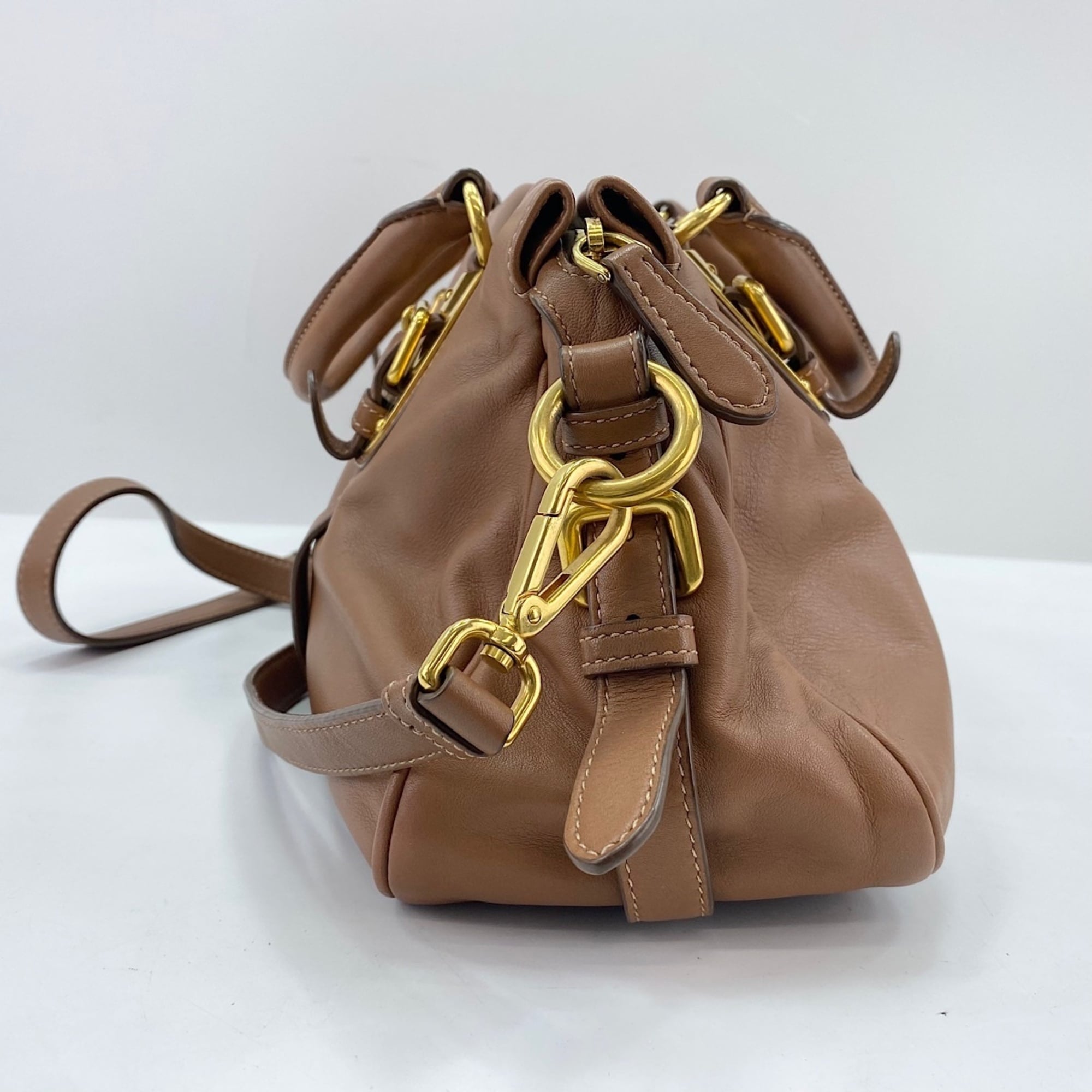 Prada Brown Boston Bag Handbag (Pre-Owned)