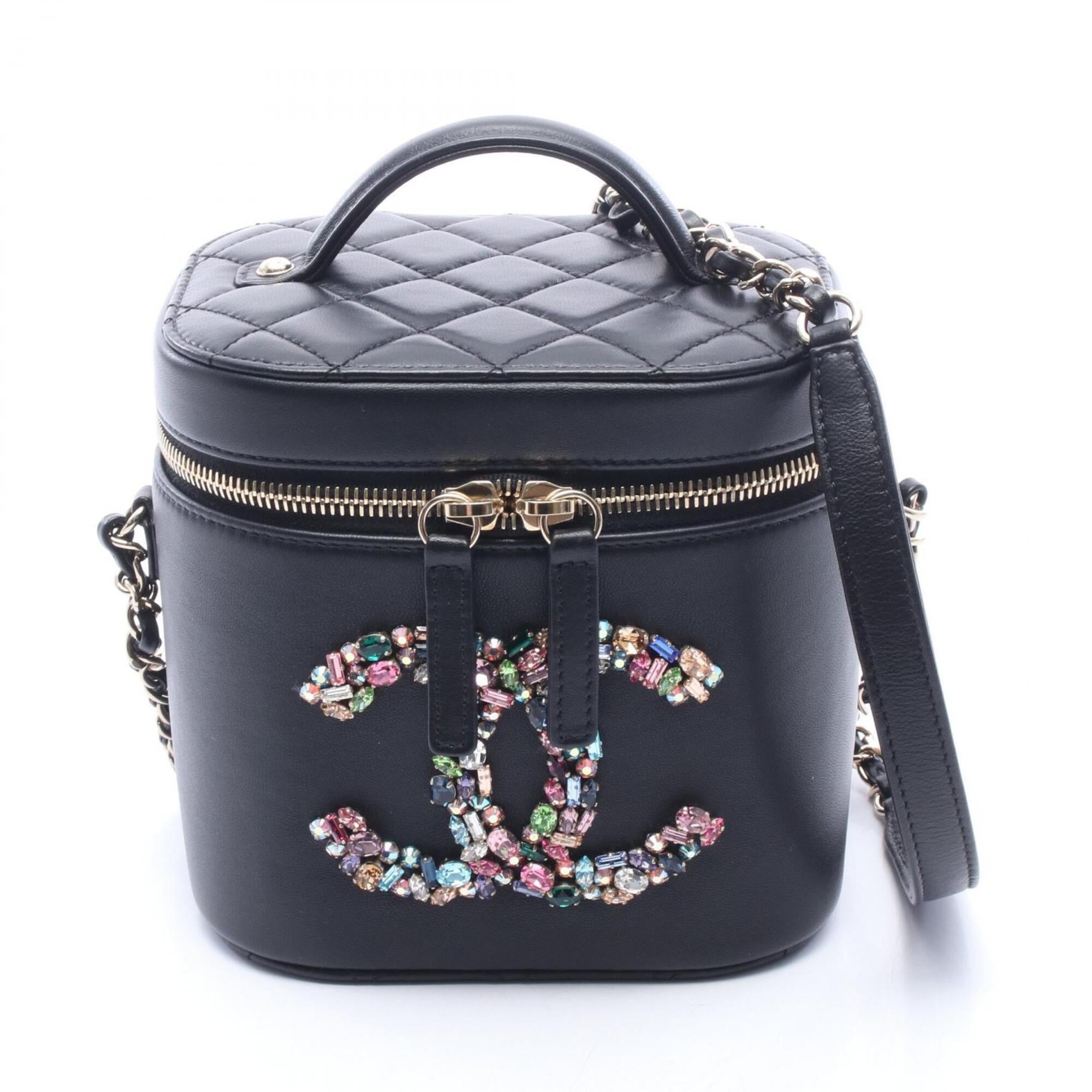 Chanel Black Leather Handbag Shoulder Bag (Pre-Owned)