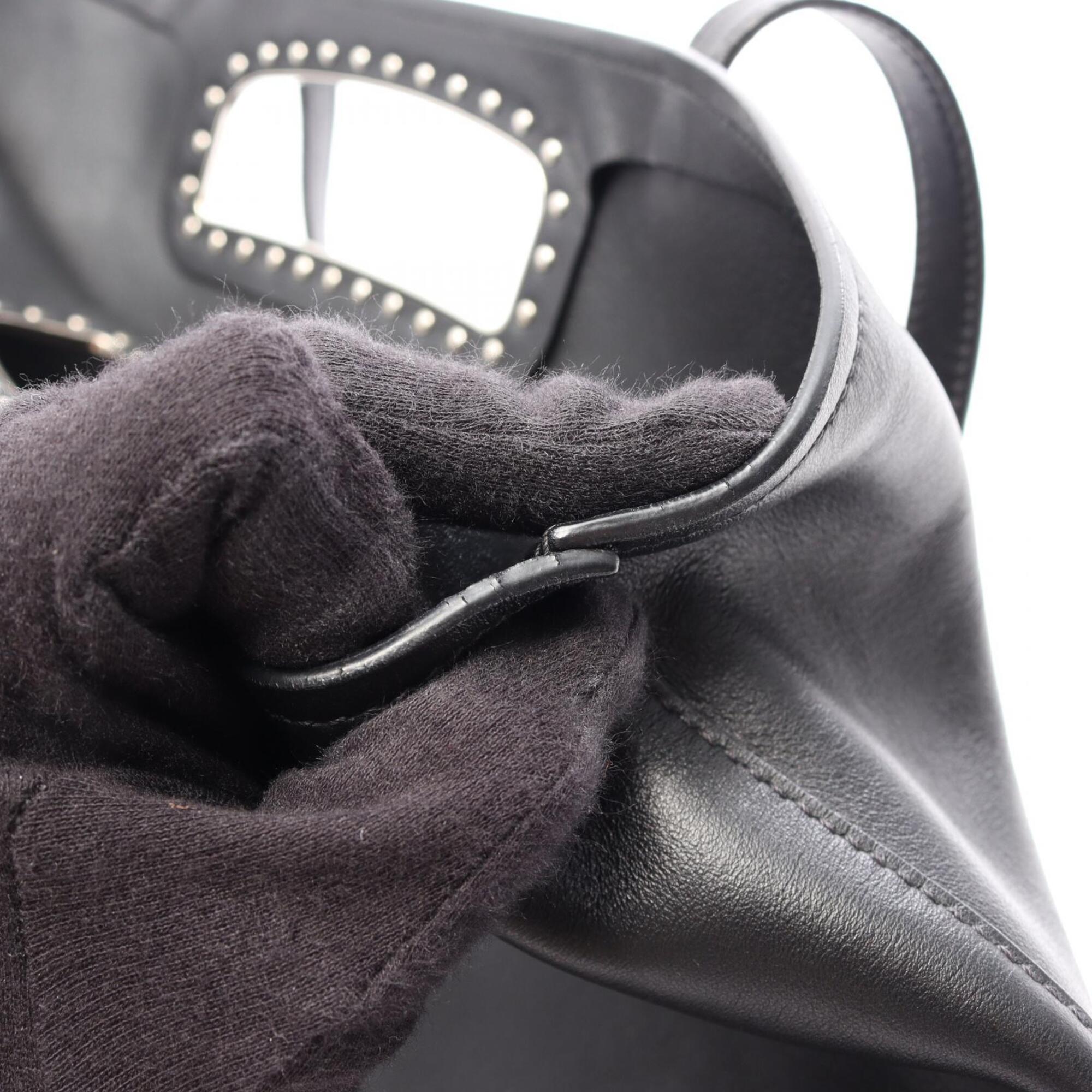 Prada Black Leather Handbag Pouch Tote Bag (Pre-Owned)