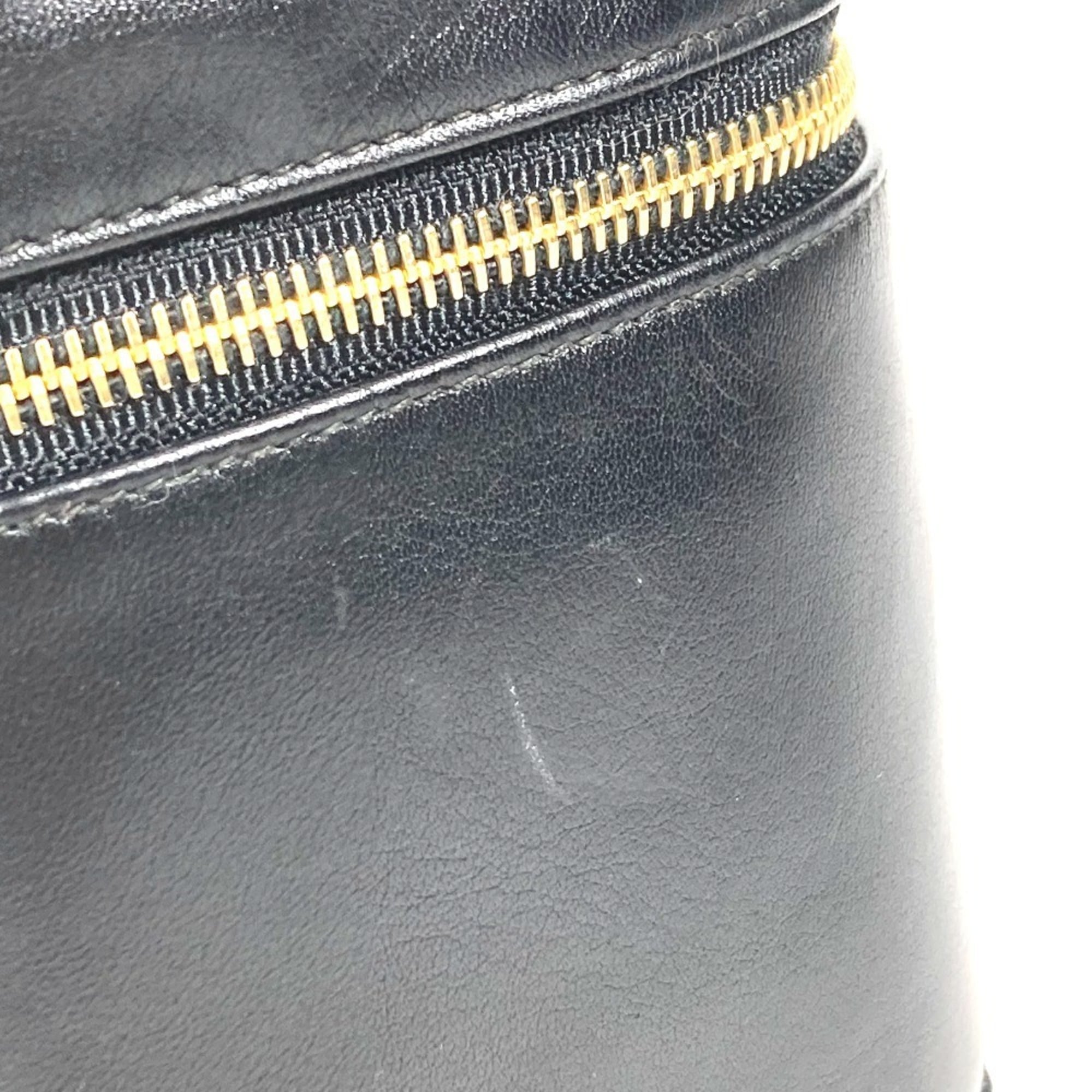 Chanel Black Leather Handbag Pouch Vanity Bag (Pre-Owned)